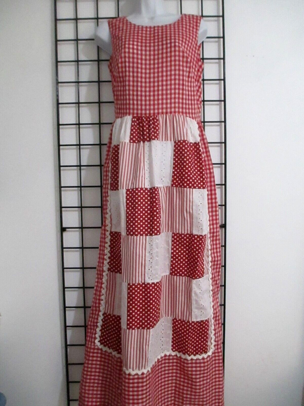 VINTAGE CONCEPT 80&rsquo;S SWIRL 🌸 SIZE 6 / 8 / 36&Prime; BUST ==RED CHECK / MAXI DRESS