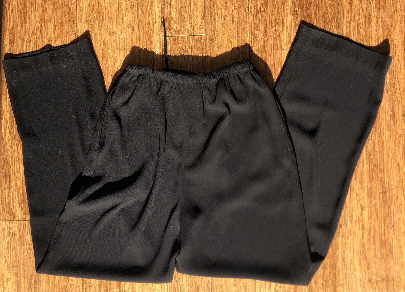 Vintage 90s EMANUEL UNGARO Liberte Black Wide Leg Pants Size XS Drawstring Crepe
