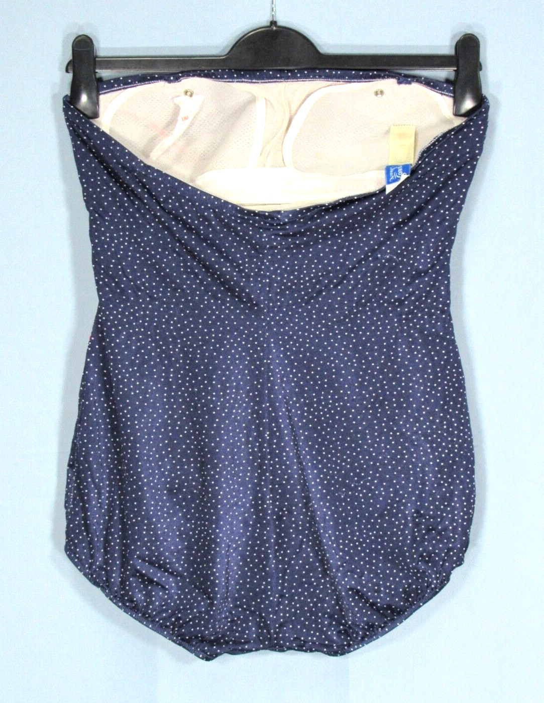 VTG ROBBY LEN Shape-Lee Swim Suit STRAPLESS 1PC Blue Polka-Dot 17/18 sz XL