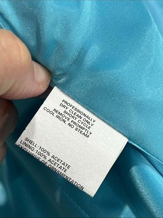 Vintage Jessica McClintock for Gunne Sax Strapless Aqua Iridescent Maxi Gown 5/6