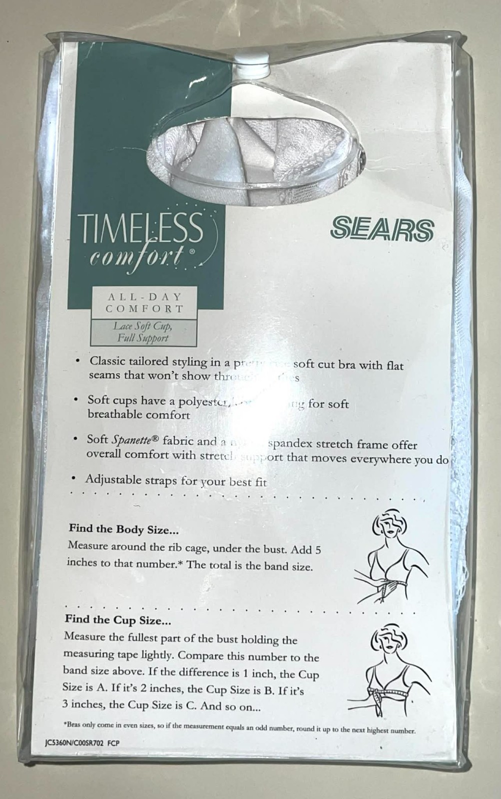 VINTAGE SEARS TIMELESS COMFORT WIRELESS BRA 46DD NEW IN BOX