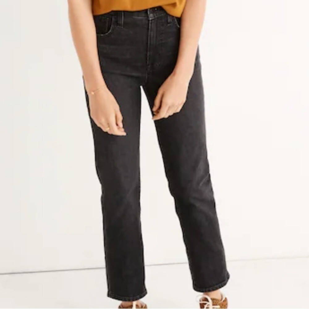 Madewell Perfect Vintage Crop Jean Black High Rise Straight Leg Size 27 AA892