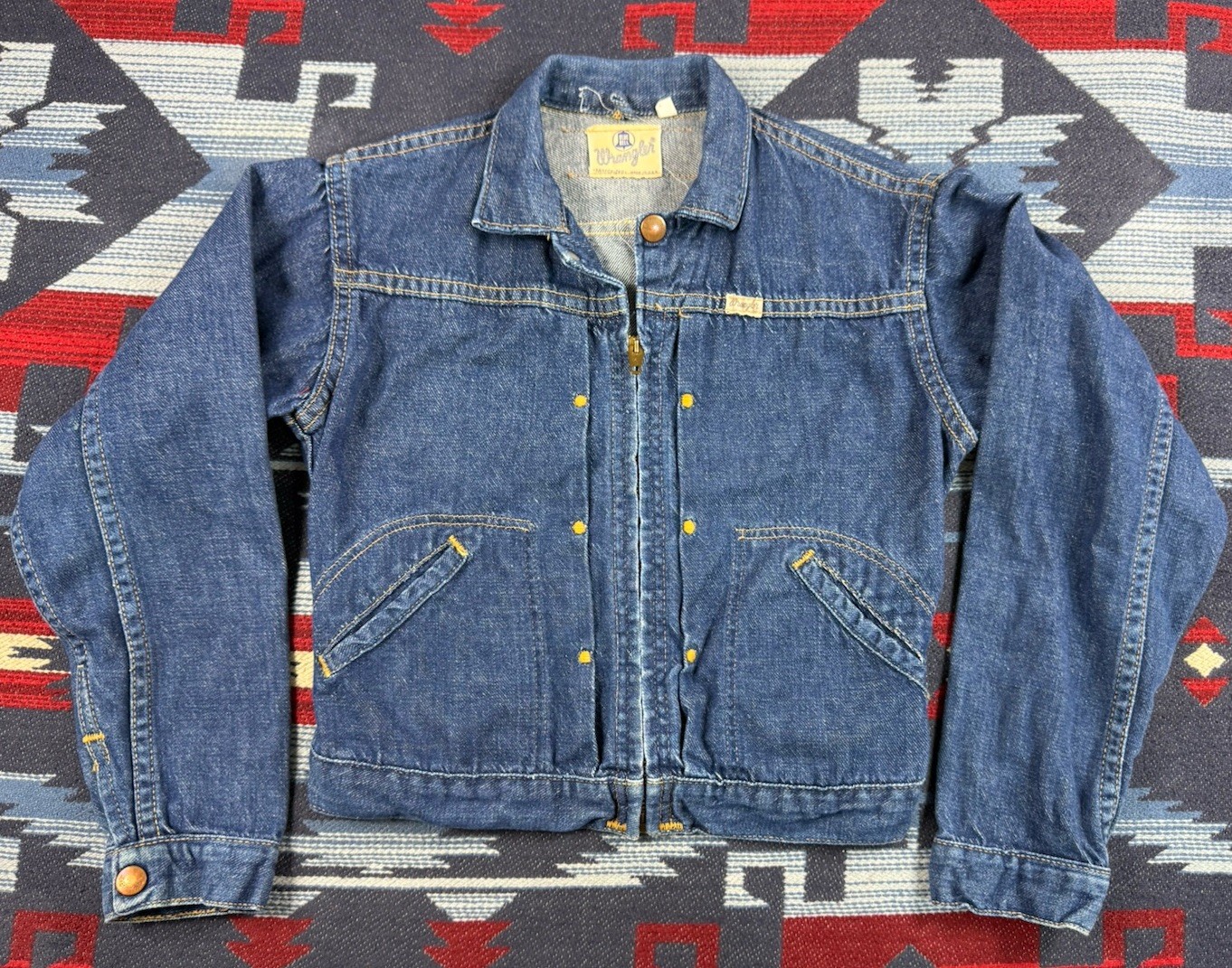 Vtg 1950s Blue Bell Wrangler Denim Trucker Jean Jacket 11mjz Size 12 Girls Youth