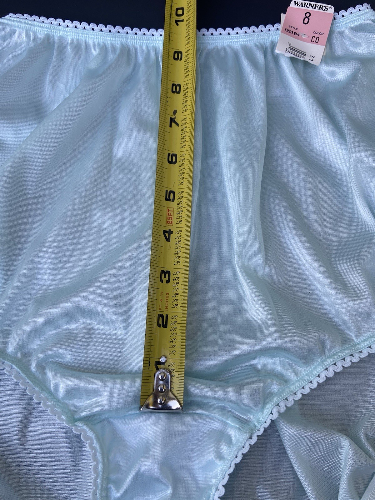 Warners 55184 Perfect Measures Panties Size 8 Nylon Brief Light Aqua Blue FLAWS