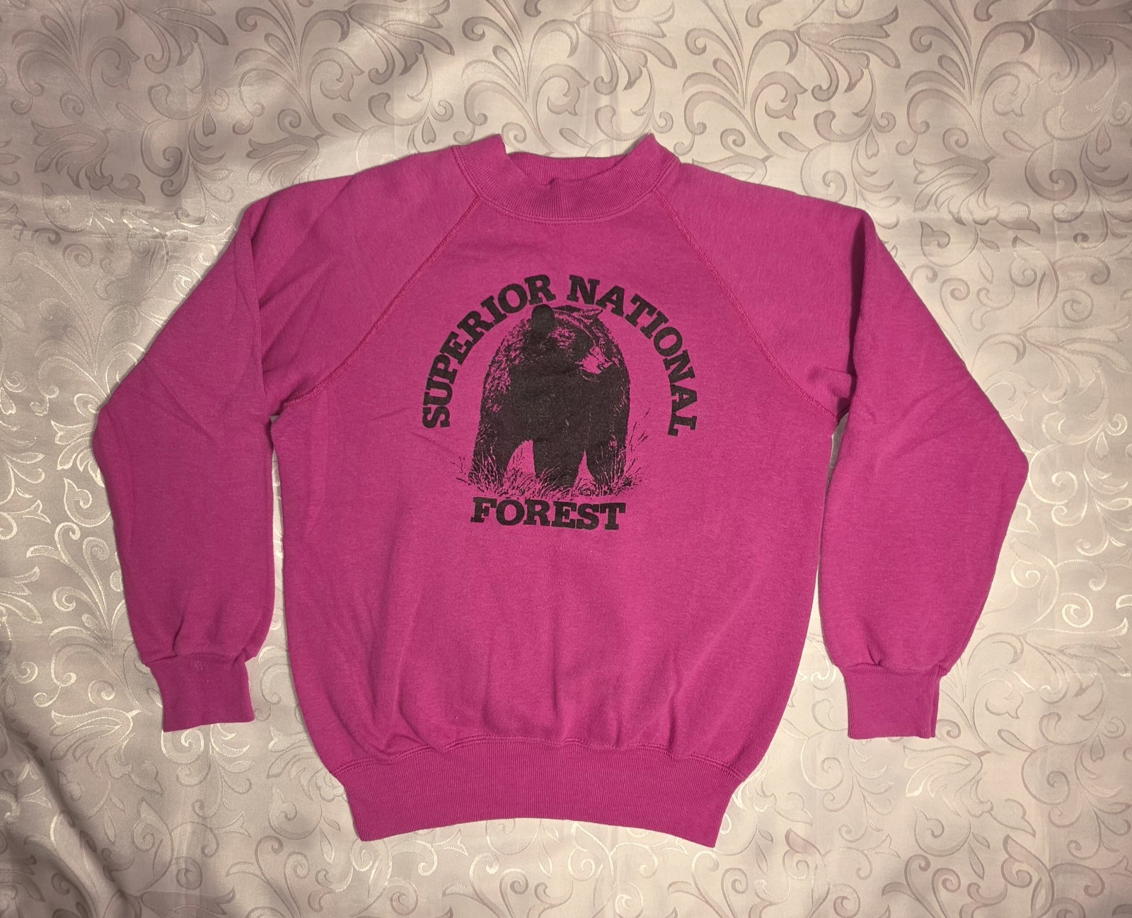 Vintage 90s Superior National Forest Pink Crewneck Sweatshirt Medium Nature