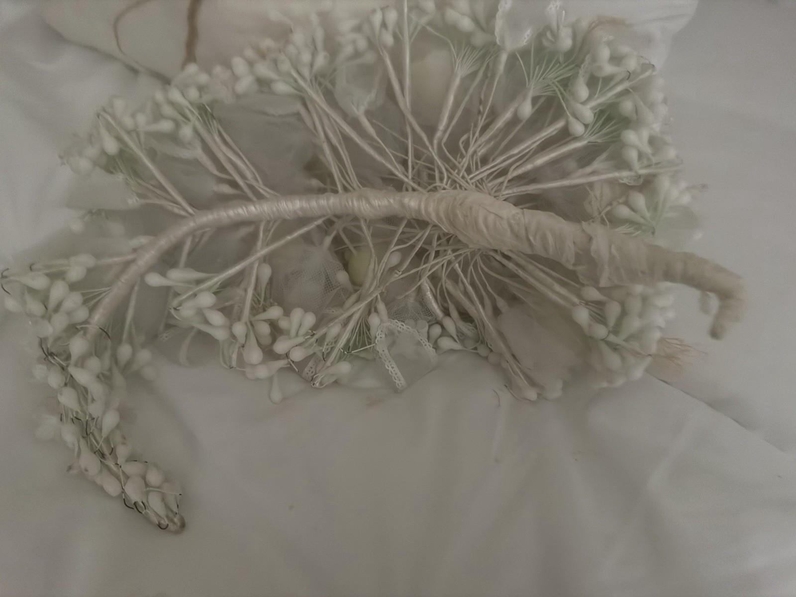 Vintage Antique French Wax Flower Bridal Bouquet