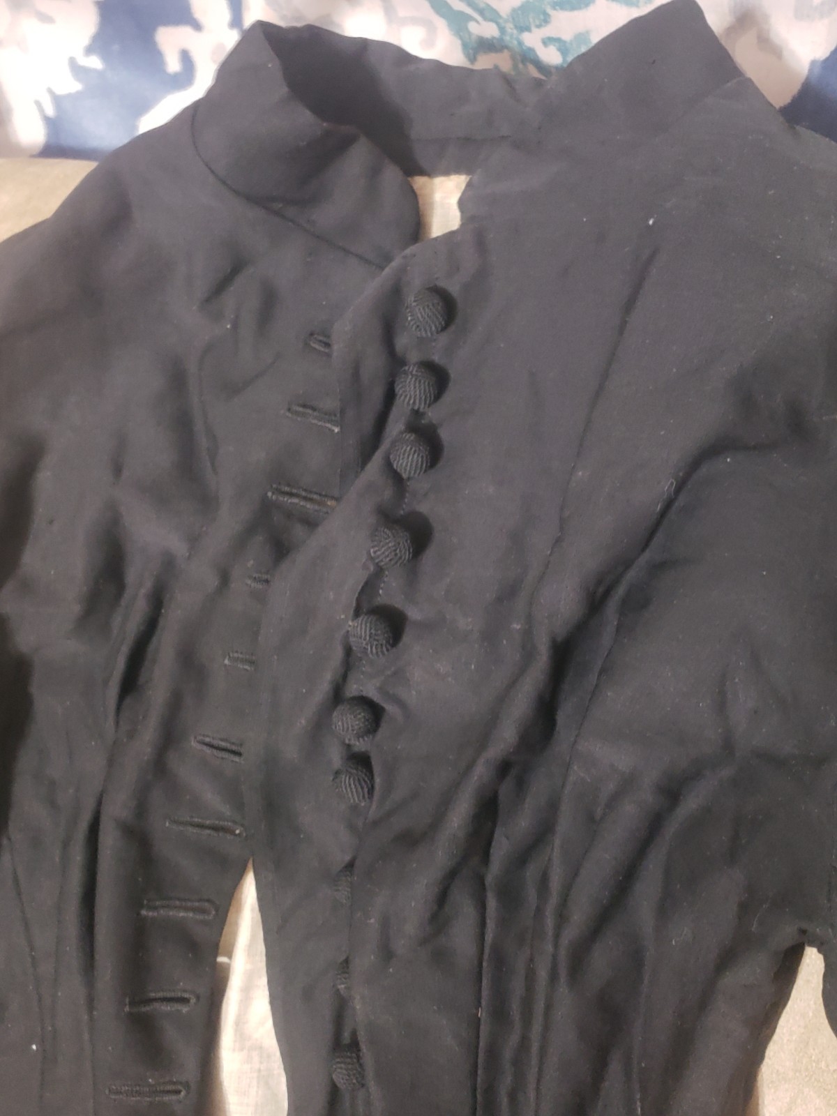 Authentic Antique 1870&rsquo;s Victorian Black Jacket Bodice Boned Small