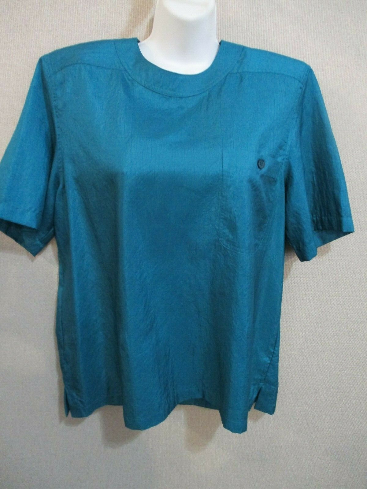 Vintage Joan Harper Shell Top Size 14 Textured Dark Teal Green