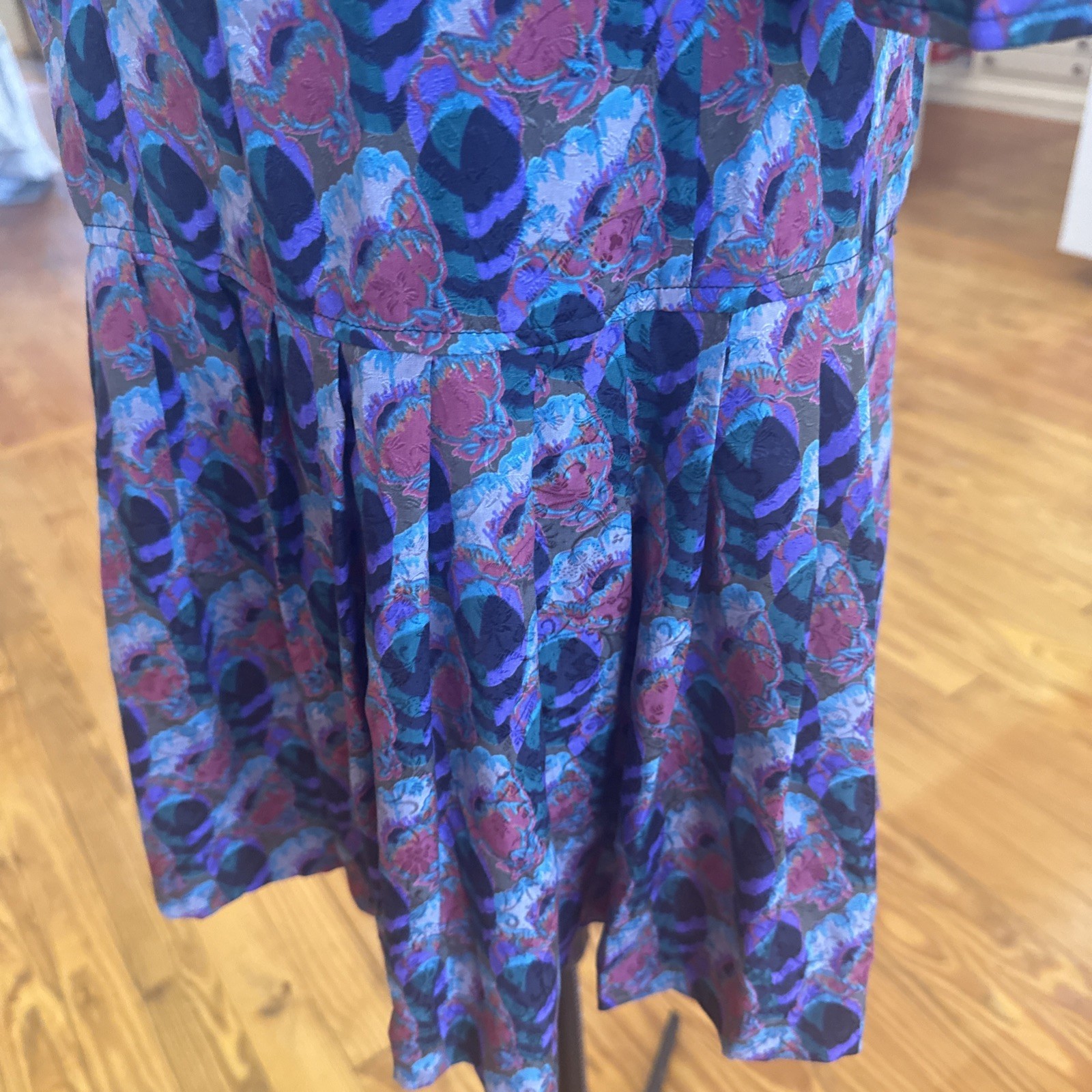 100% silk emanuel ungaro vtg drop waist dress sz 6 fabric made in italy