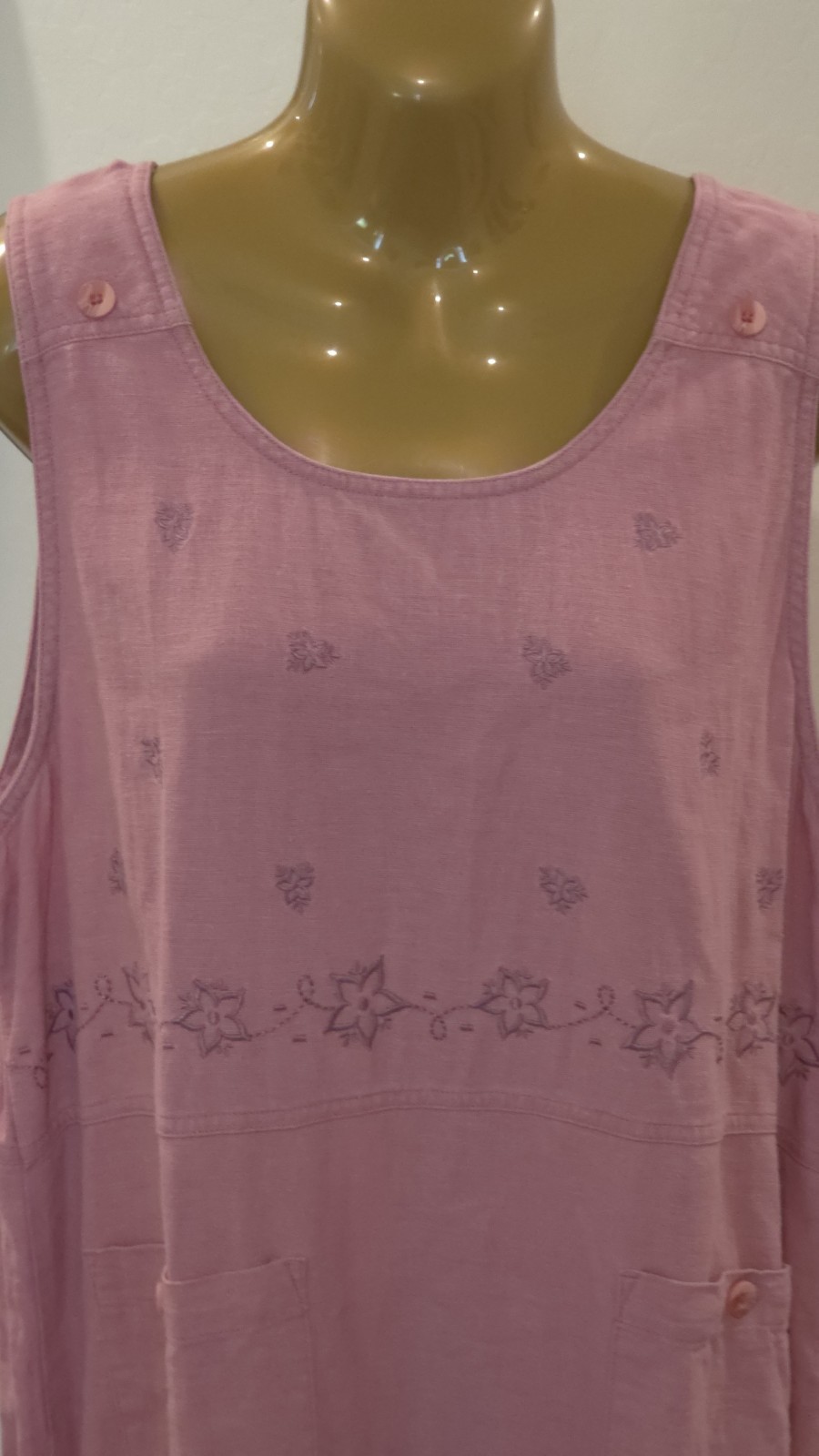 Vintage Erika Collection Pink Two-Piece Dress Set Sz L Pockets Embroidered