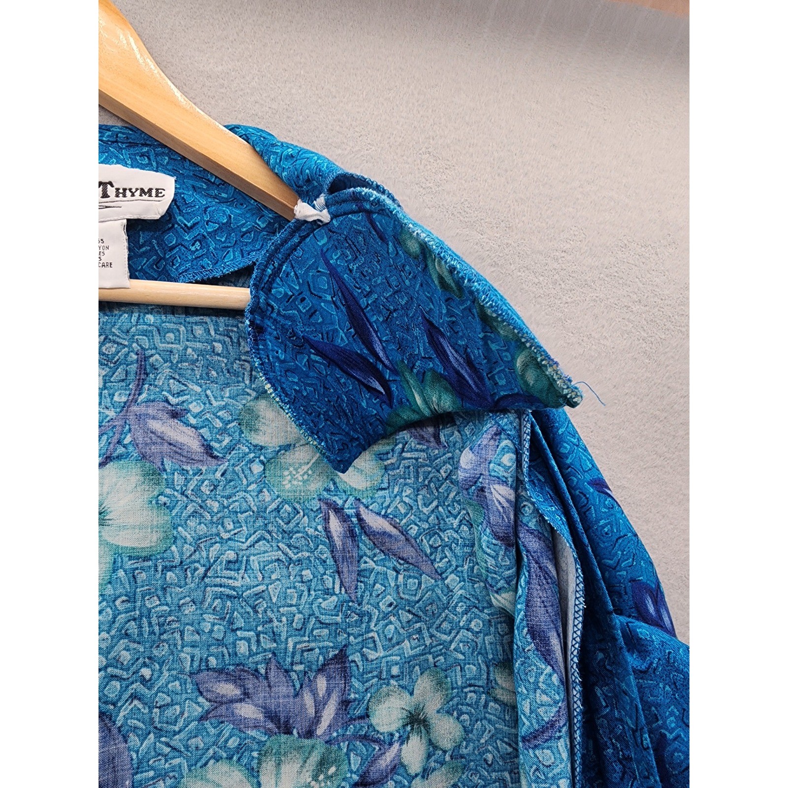 Another Thyme Vintage 90s Tropical Floral Blue Maxi Dress & Jacket Set Size 16