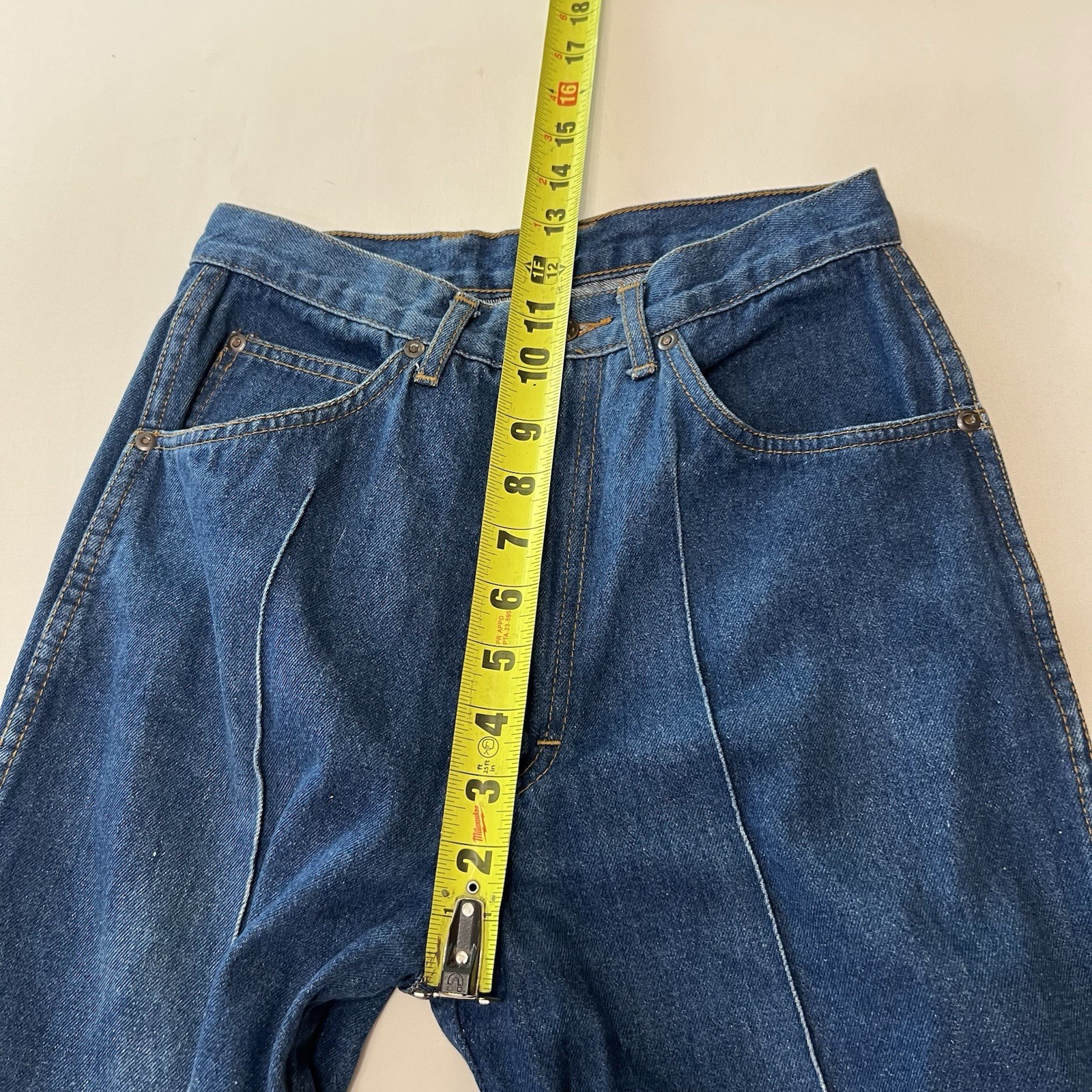 Vintage High Waist Front Seam Jeans Straig Leg Dark Denim 25 In Waist