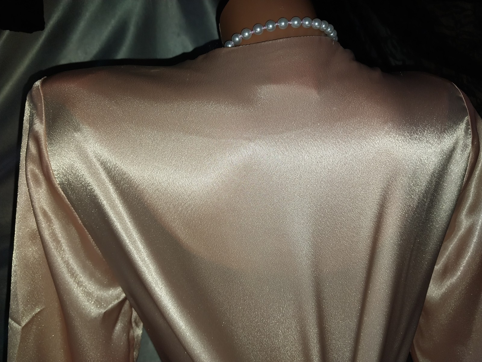 Vtg SATIN IMPORTED PEACH PINK COWL CASCADE 350&Prime; GRAND SWEEP FLARE MAXI DRESS L42