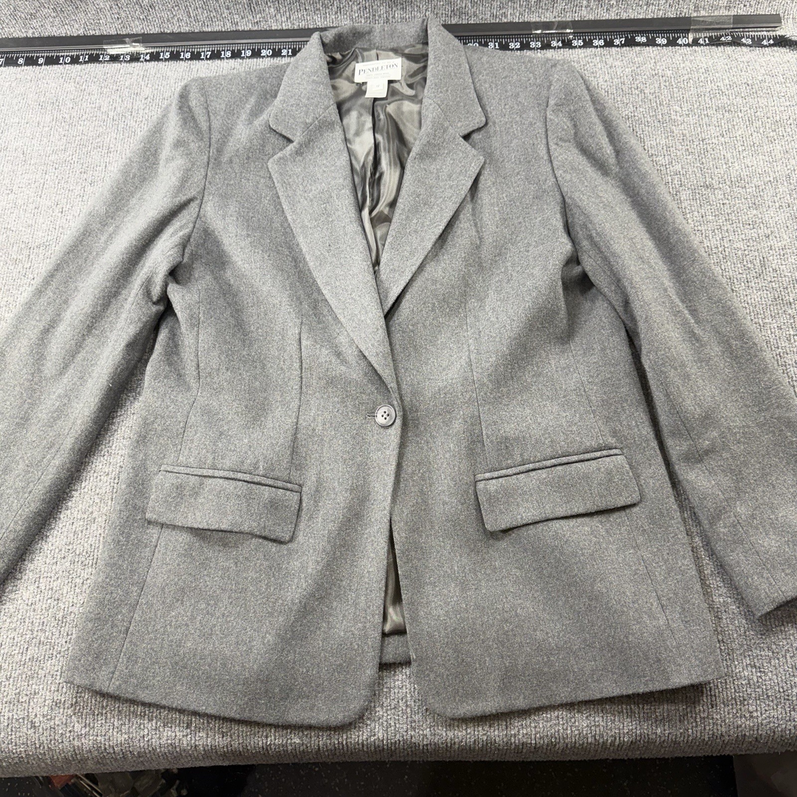 Vtg Pendleton 100% Wool 2-Pc Women&rsquo;s Dark Gray Suit Blazer S 12, Pants S 12