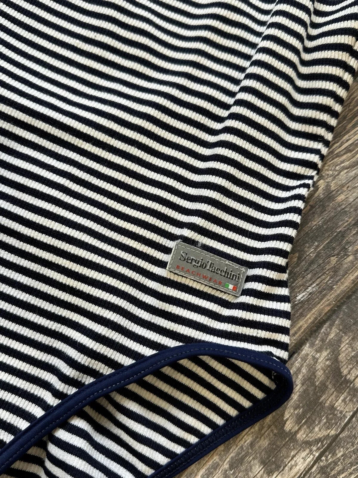 Vintage 1990s 90s Sergio Tacchini One Piece Stripped Swimsuit Size IT 44 US10
