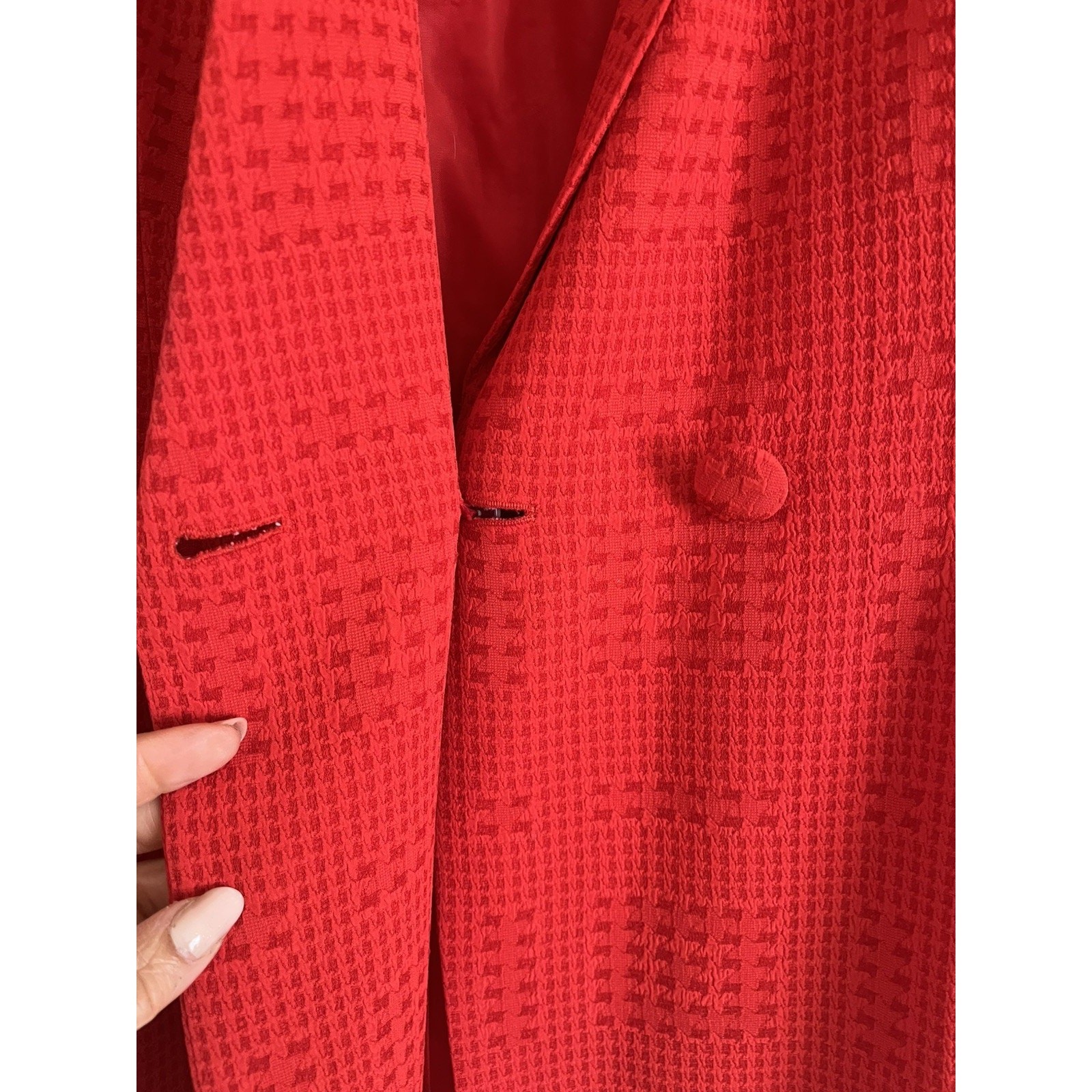 Vintage Christian Dior Y2k Red Double Breasted Skirt Suit Set Size 12
