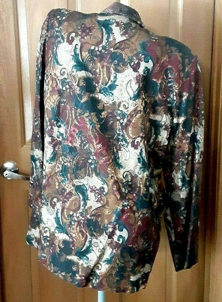 Studio C Vintage Floral Brocade Jacket Misses Size Large