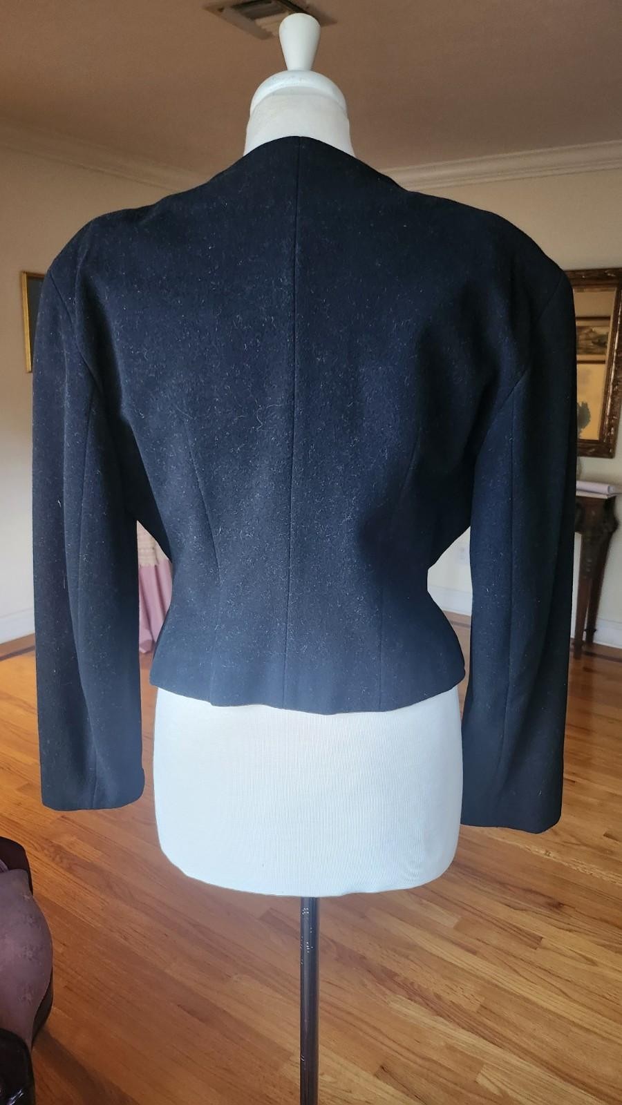 Vintage Byblos Black Embroidered Cropped Jacket Made in Italy Sz 46
