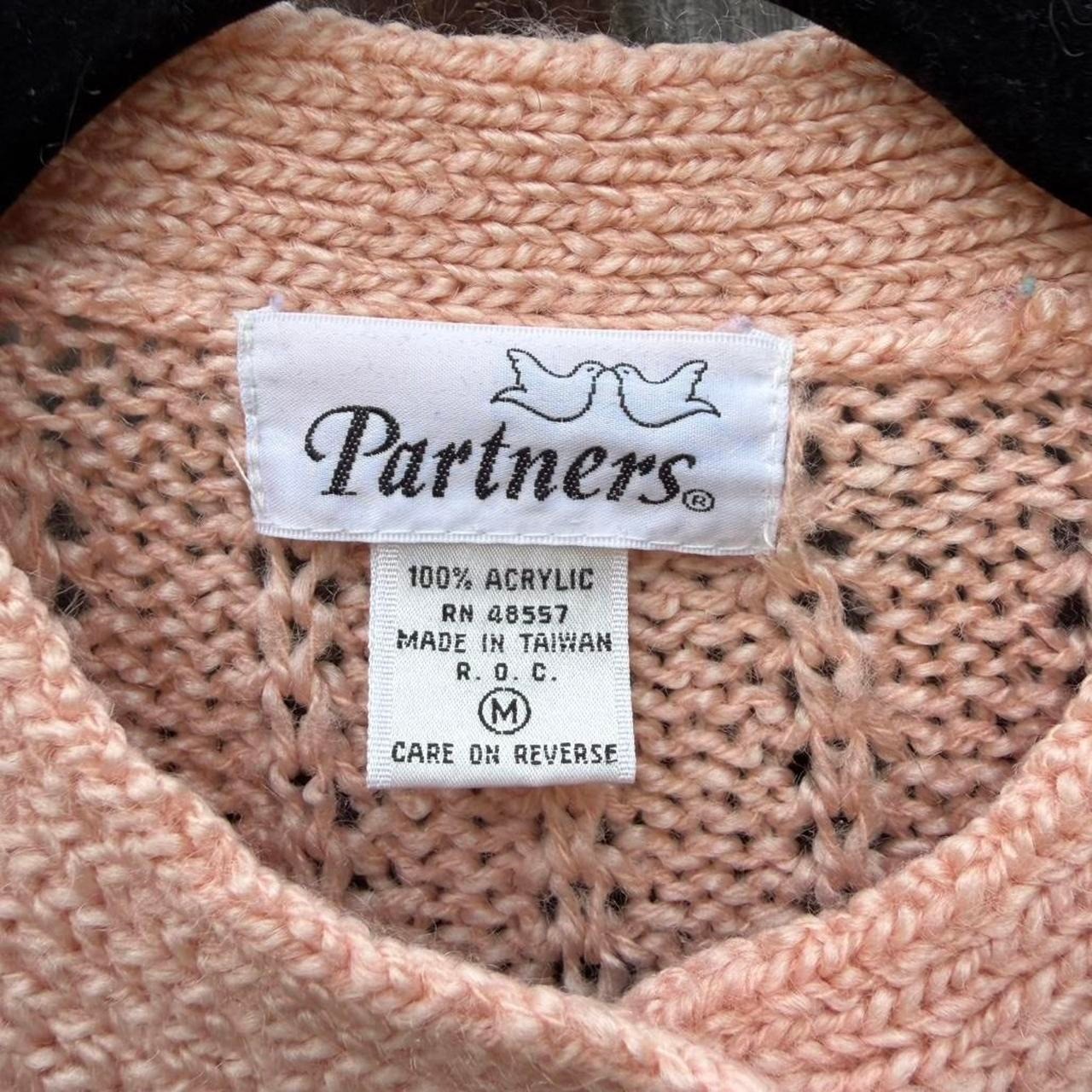 Vintage Partners Pink Cable Knit Sweater with Button Closure and Pockets