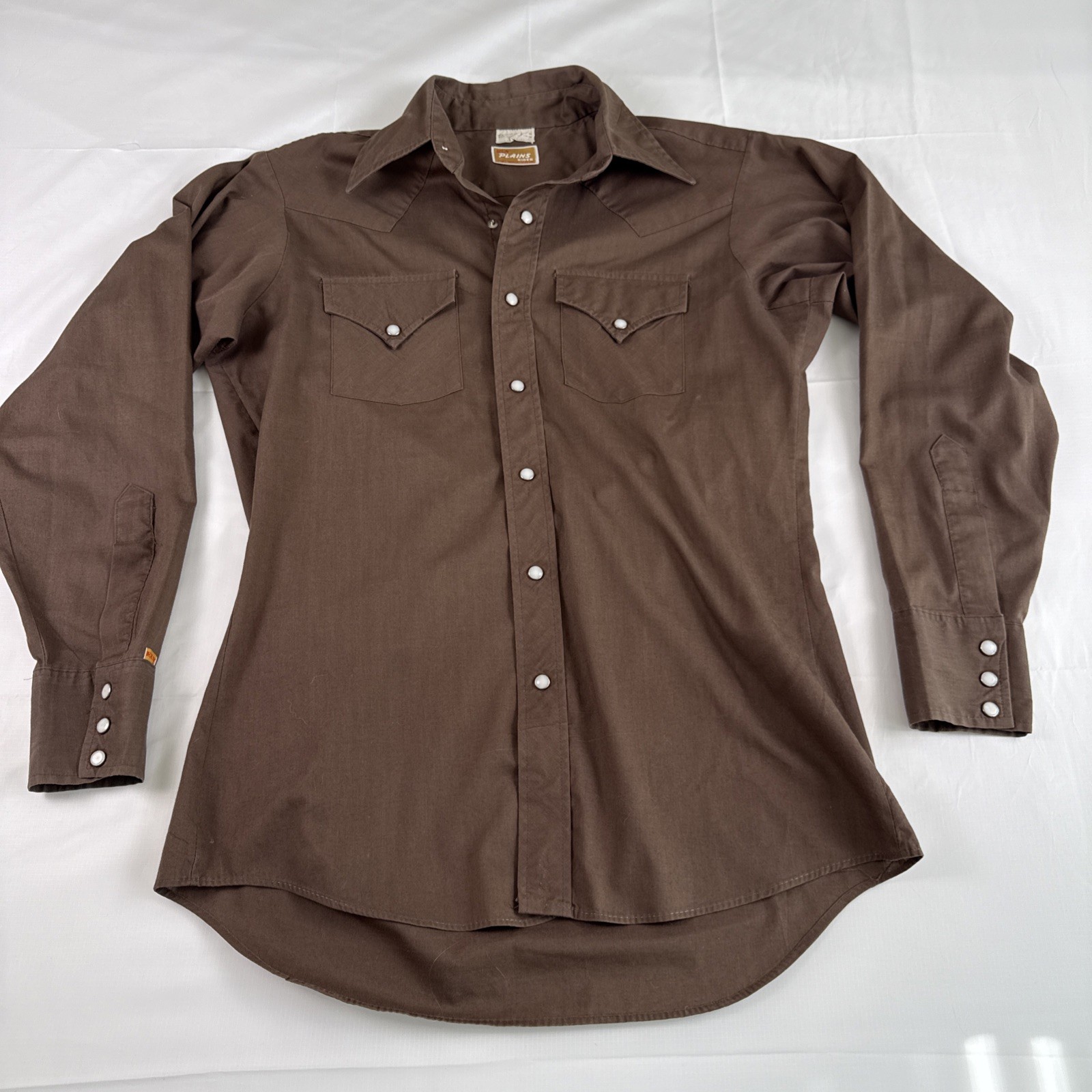 Vintage Ely Plains Rider Women&rsquo;s Western Brown Shirt w/ Pearl Snaps 15 1/2 – 33