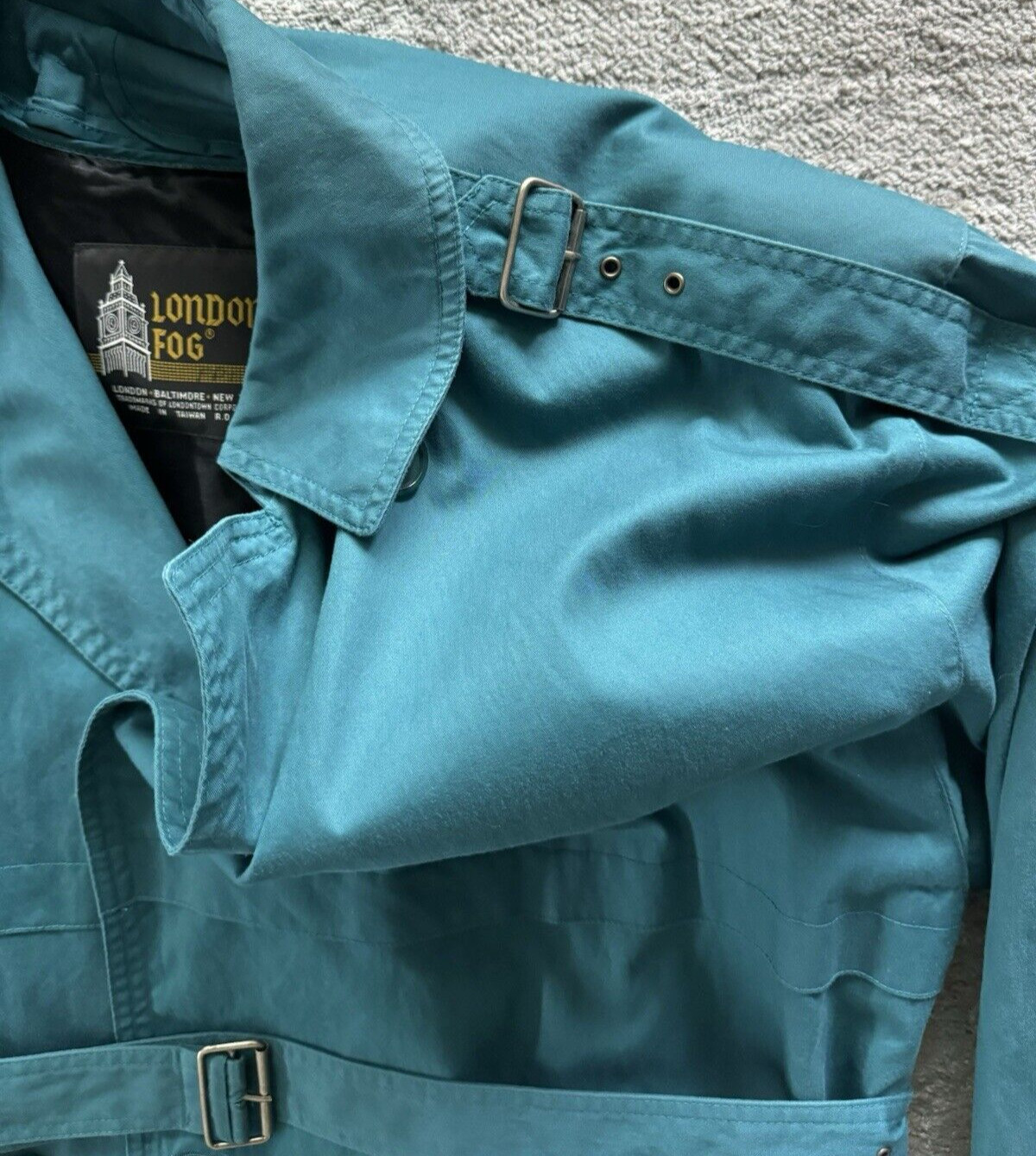 VTG London Fog All-Weather Trench Coat Women&rsquo;s Sz 14 Classic Teal w/Wool Lining