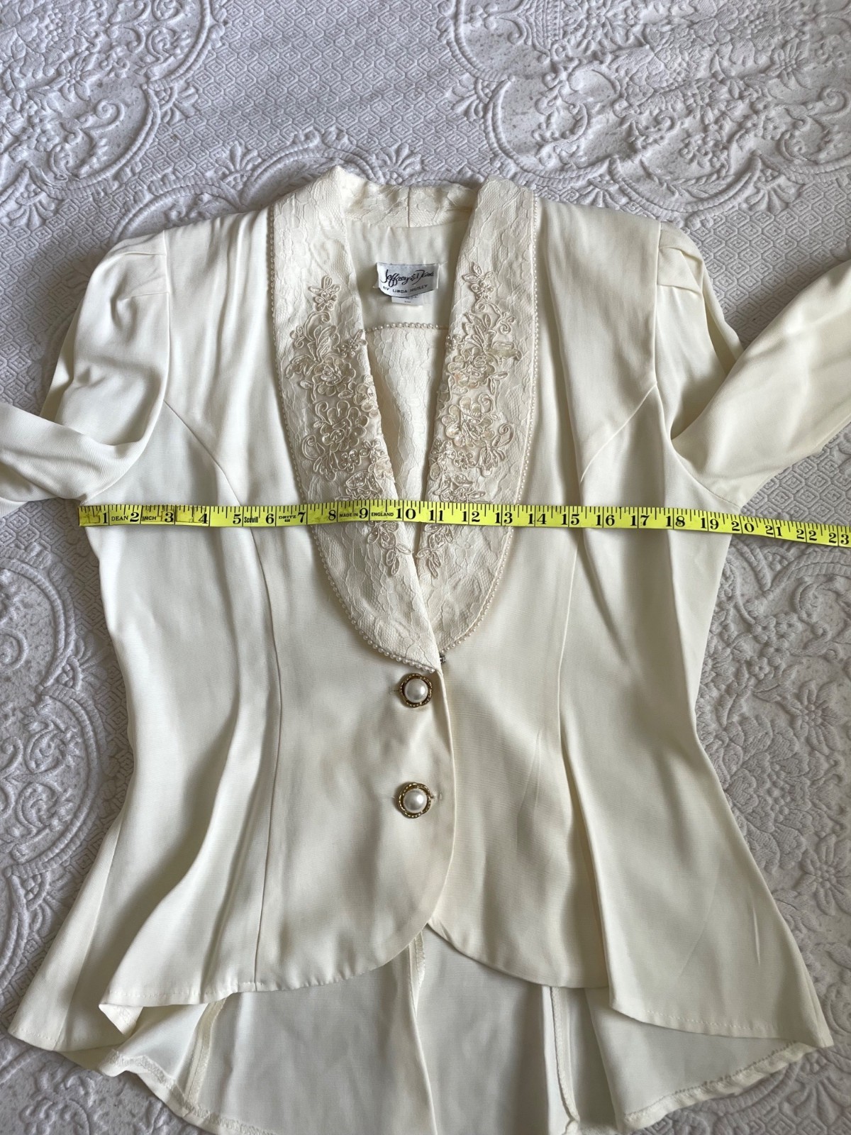 Vintage 1980s Jeffrey & Dara Structured Blazer Sequin, Pearl + Embroidered SZ 10