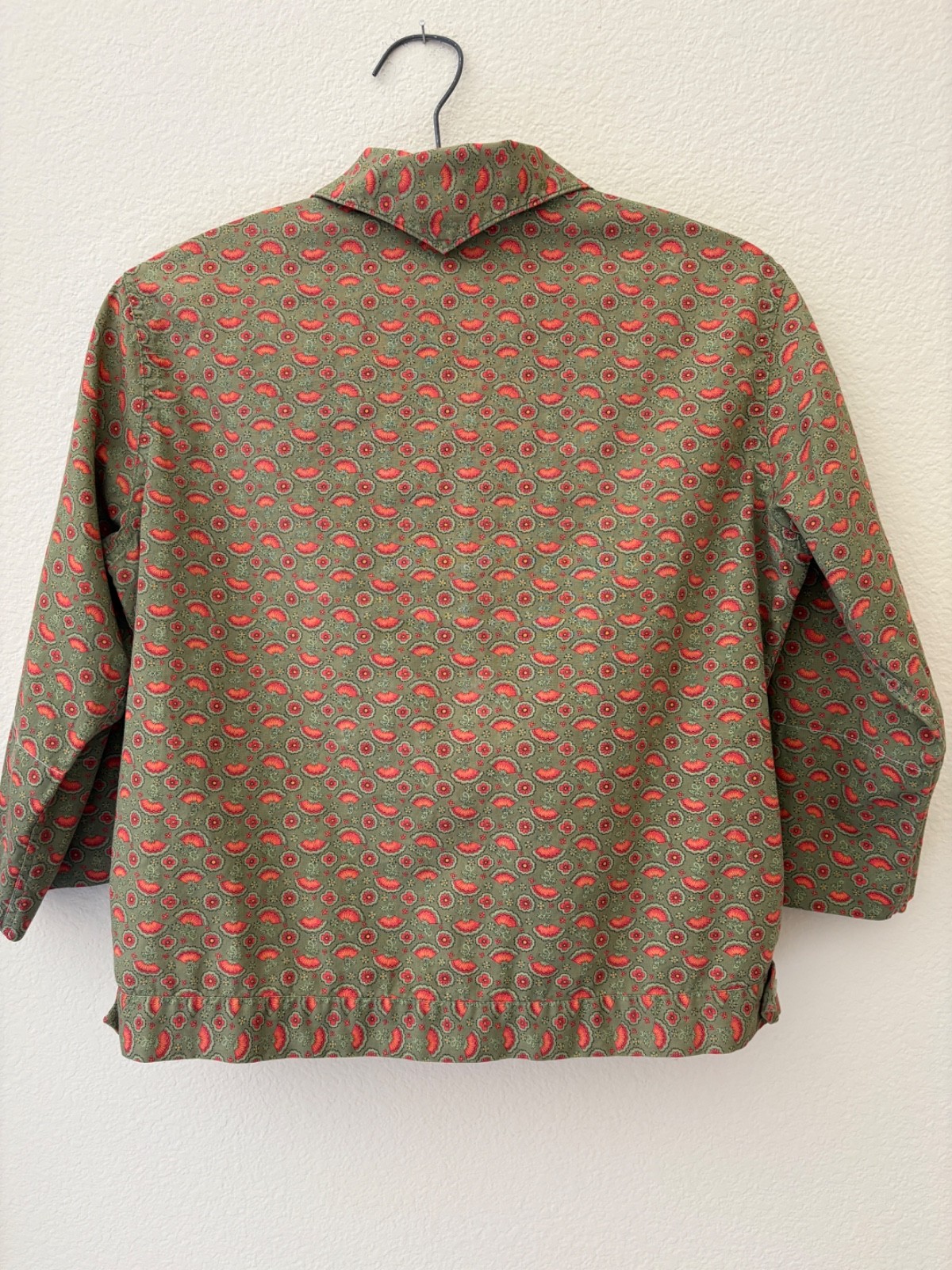 Vintage 50s 60s Christenfeld Button Down Blouse Green M/L Rockabilly Mid Century