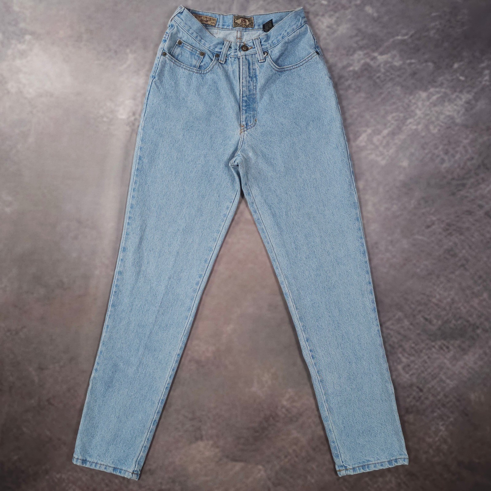 Vintage 90s Express EXP Jeans High Rise Tapered Mom Light Wash Denim Size 8