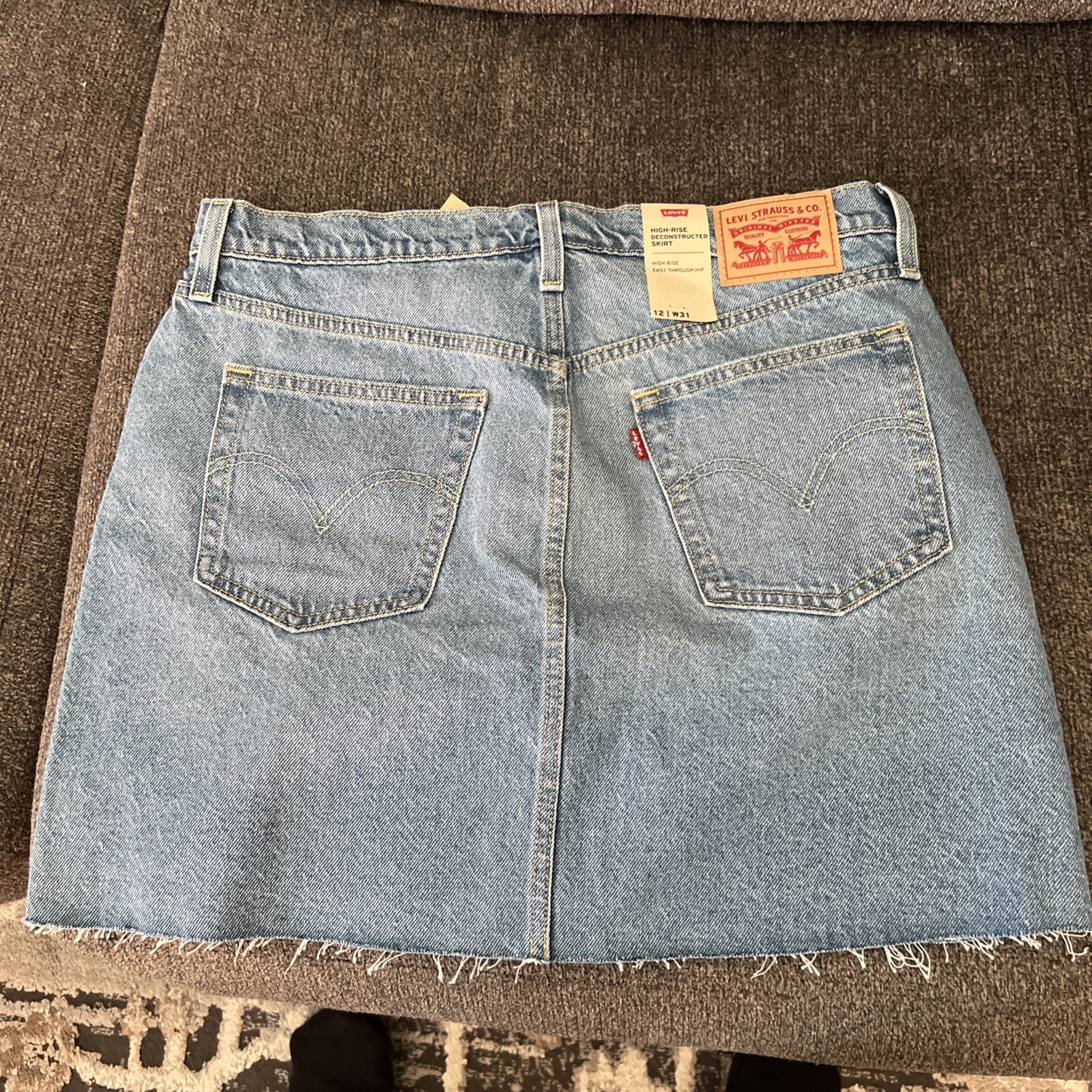 Levi&rsquo;s Denim High Rise Deconstructed Skirt Distressed Size 12 W31