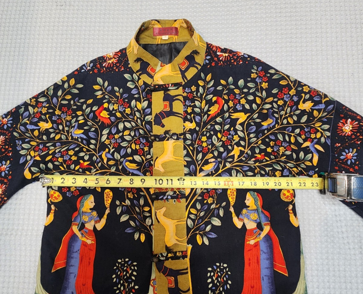 Vtg Women&rsquo;s Asian Indian Bali Style Folk Art Jacket Wearable Art Tree Of Life