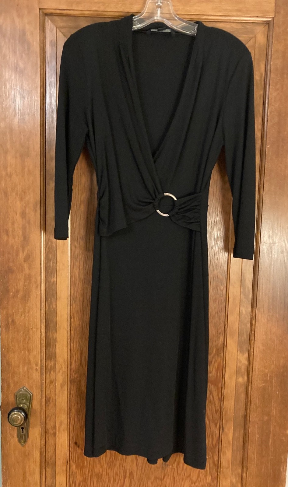 Preowned Banana Republic Black Dress Size Small 3/4 Length Sleeves Rayon Nylon