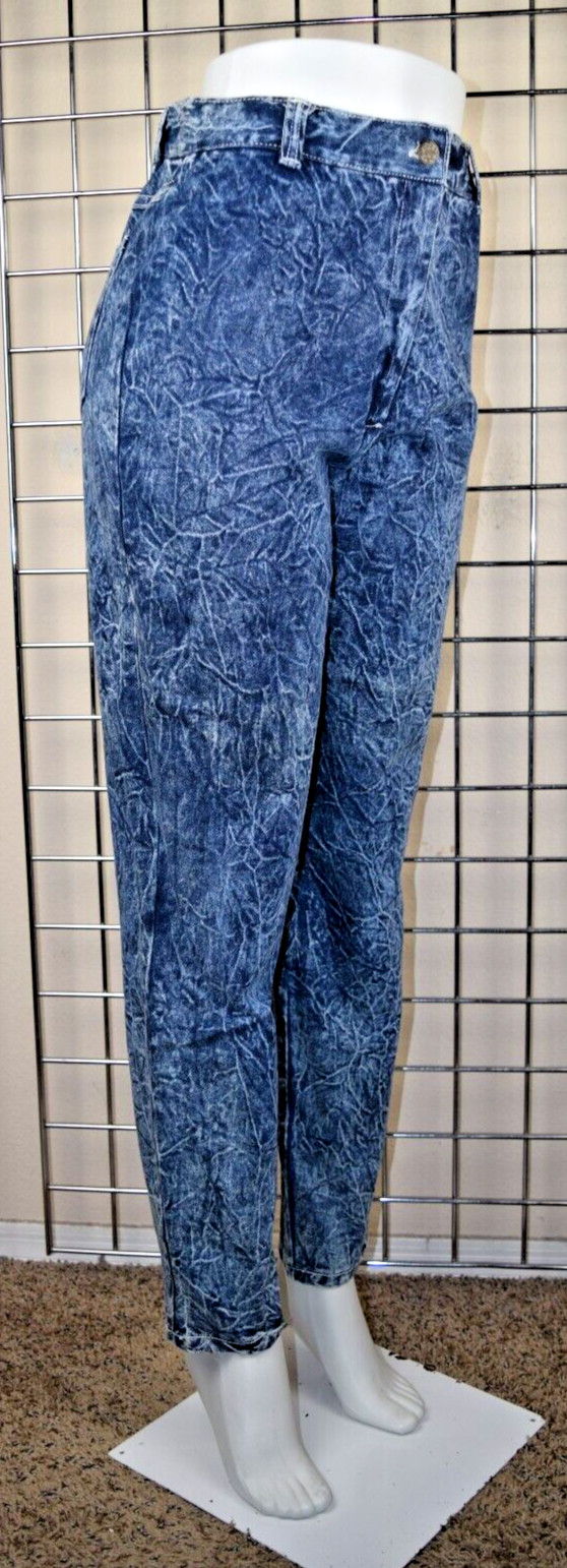 Vintage Jeans F A X Acid Wash Size 13/14 W28 L29 80s Blue High Waist Made USA