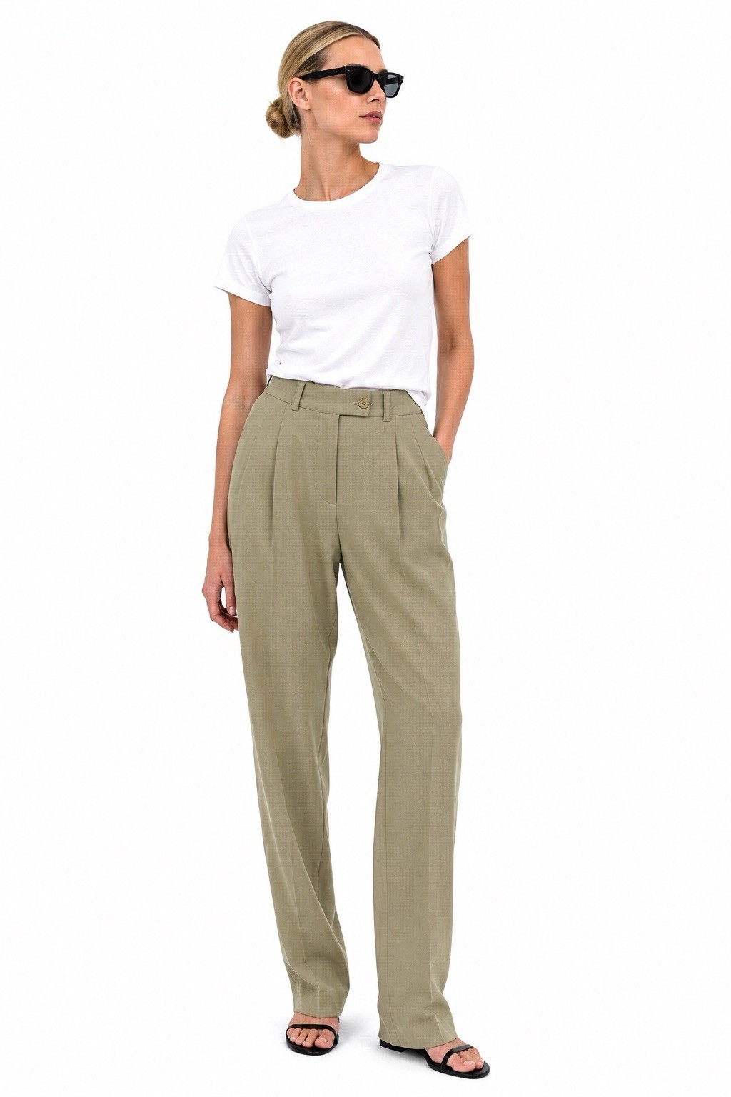 CALVIN KLEIN COLLECTION PANTS vintage 90s beige XS 0 2 pleated CBK era 100% wool