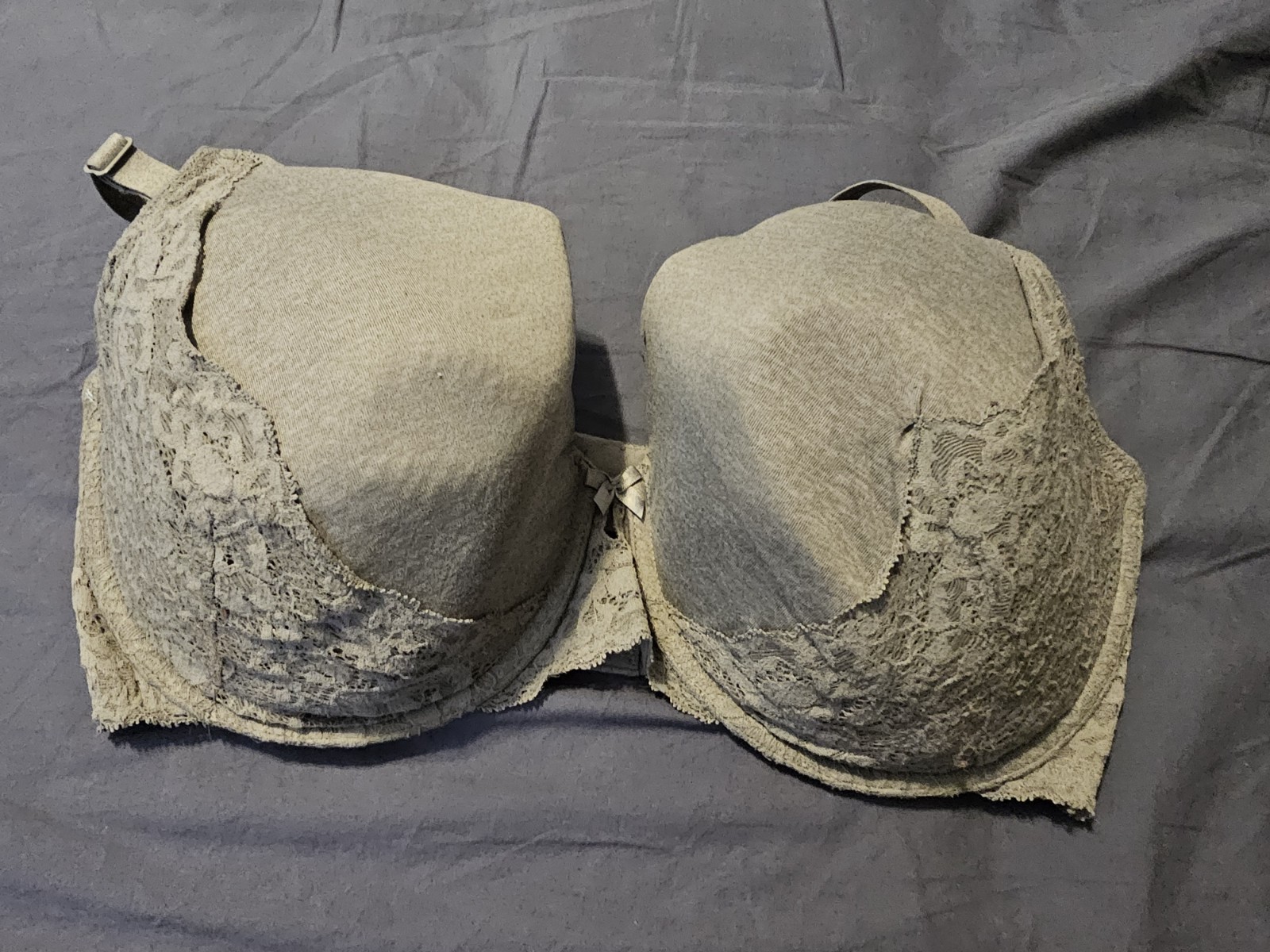 Torrid 360 Back Smoothing Underwire Bra 38G Lace Wing Plunge Grey Taupe