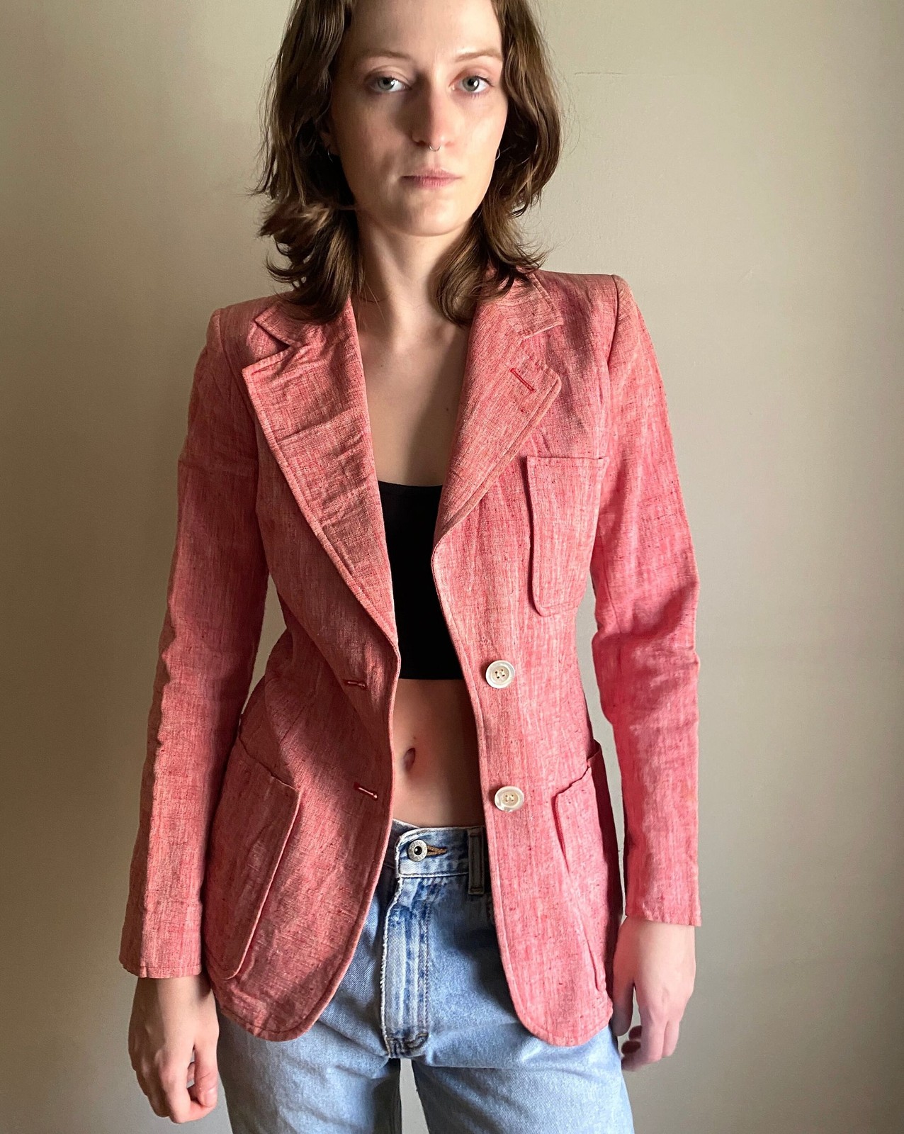 1970s Yves Saint Laurent blazer / 70s tailored linen blazer