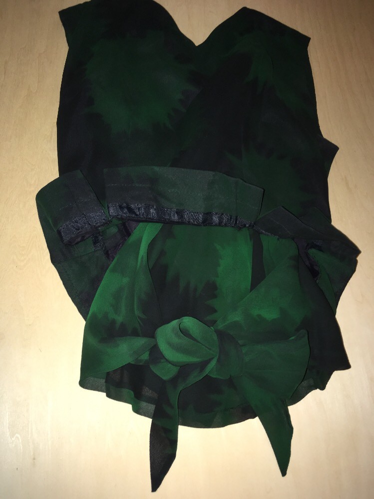 Green And Black 2 Pieces Dress Evening Wear Vintage 1980s Custom