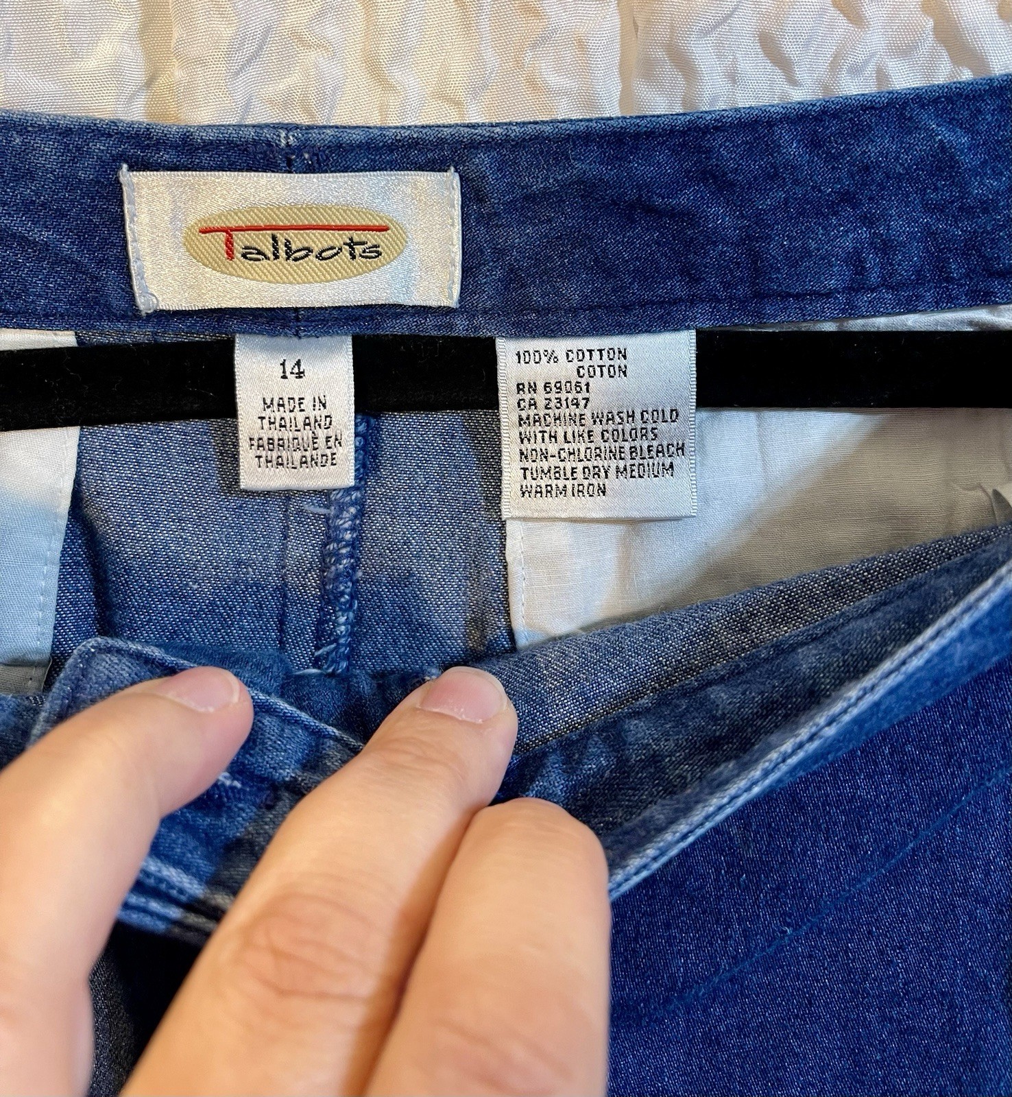 Vintage Talbots Deep Blue💙100% Cotton Denim Maxi Skirt Size 14 Long Slit EUC