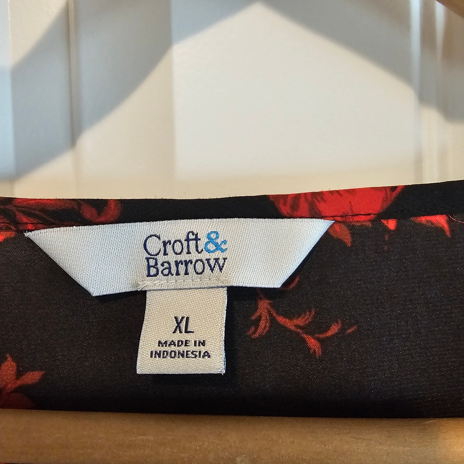Croft & Barrow Y2K Floral Blouse Womens XL Red Blk Whimsygoth Fairy Boho Roses