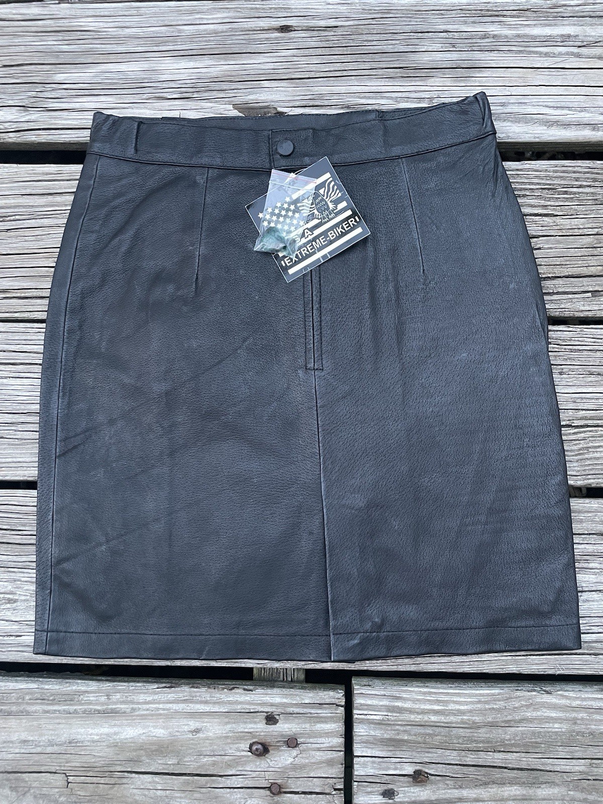 Vtg Extreme Biker Leather Skirt Women&rsquo;s Boho Biker Grunge 90s Glam Rock 3/4
