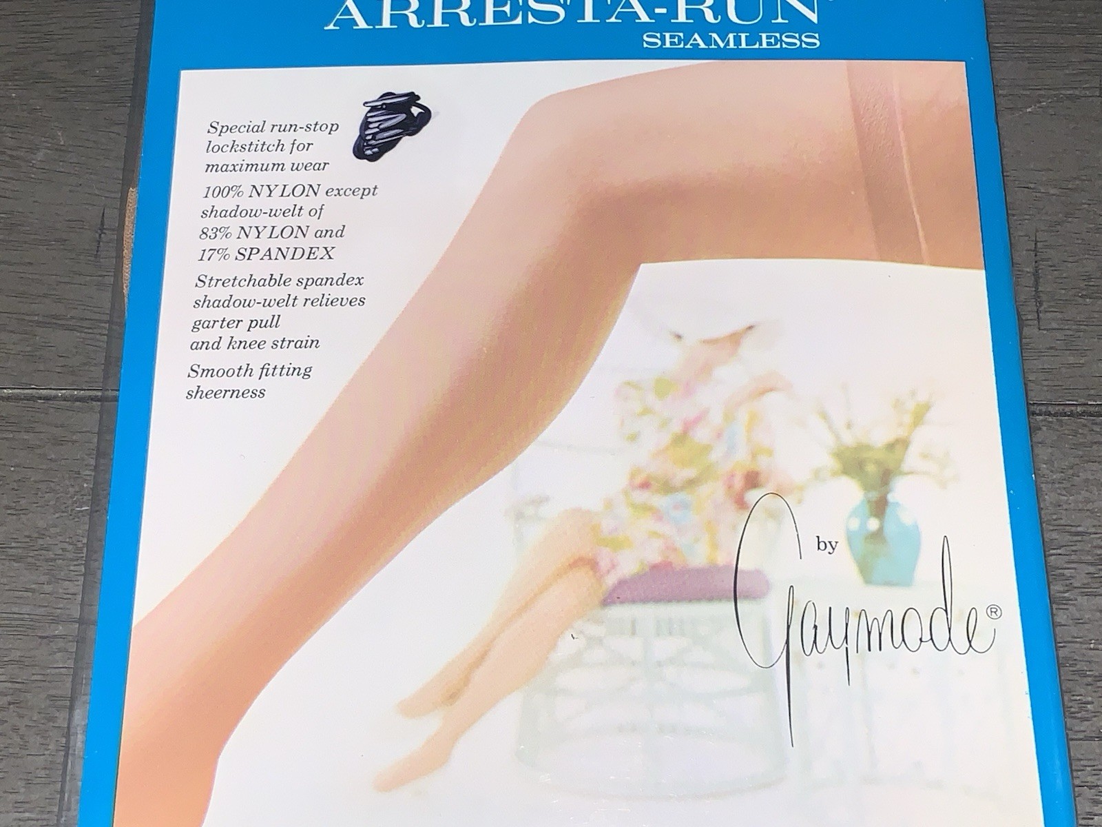 A7 NOS 80s ARRESTA-RUN GAYMODE THIGH HIGH STOCKINGS NYLON HOSIERY 9 SHORT SUNTAN