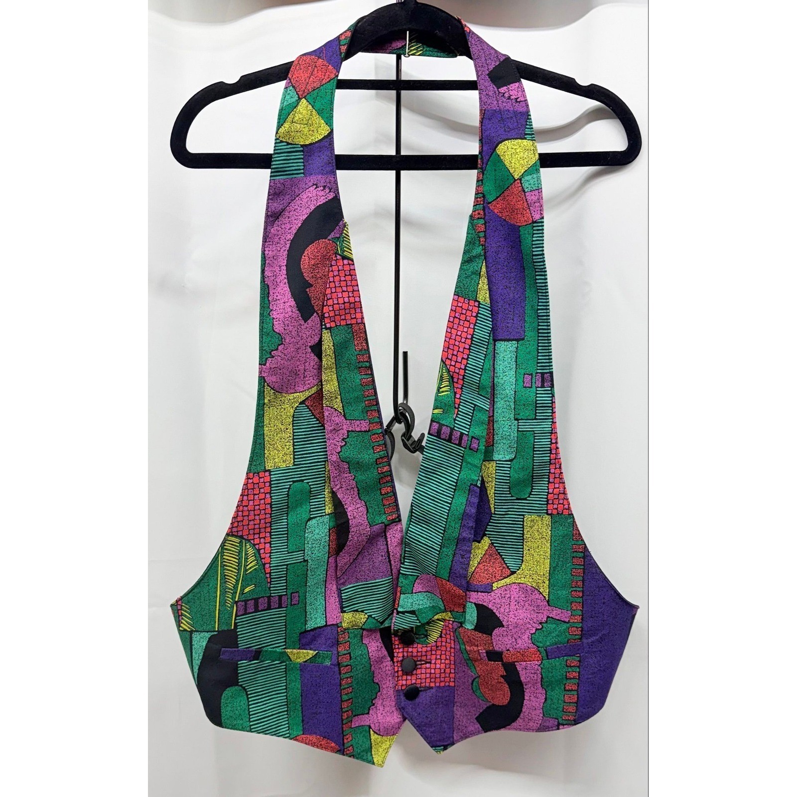 80&rsquo;s 90&rsquo;S Geometric Adjustable Back Vest Unisex Tuxedo Clubwear Dancewear L-XL