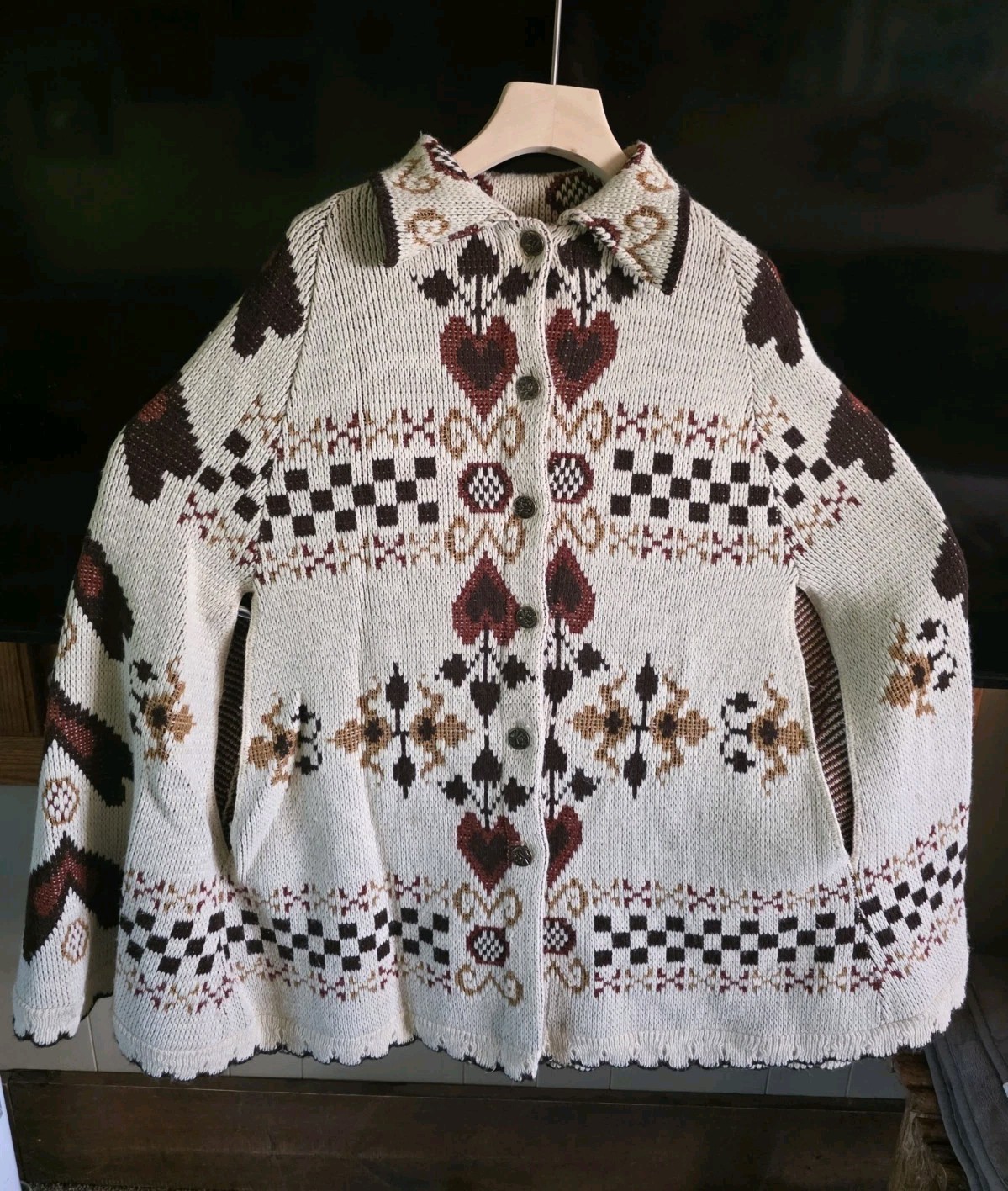 VTG Sturbridge Poncho Sweater 70&rsquo;s Women Dutch Fall Cape Boho Shawl Southwestern