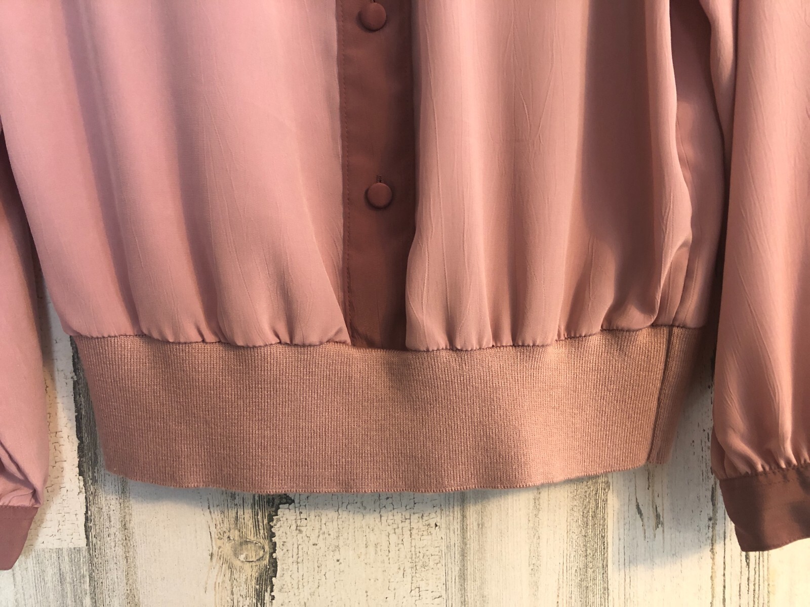 vtg ANDREA GAYLE Rose Pink Silky Blouse Sz 8 Long Blouson Sleeves Pullover 80s