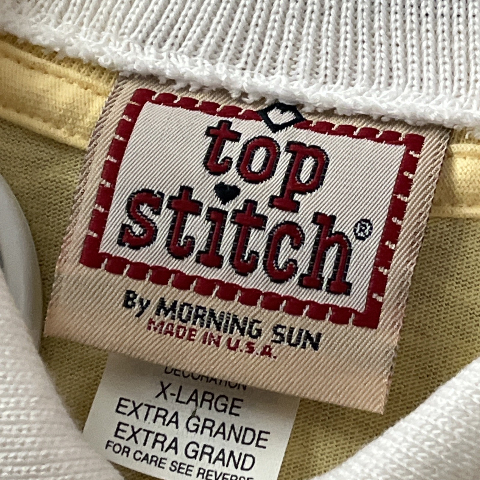 Vintage Cottagecore teacher Yellow Collared T-Shirt Embroidered Bees Made USA XL