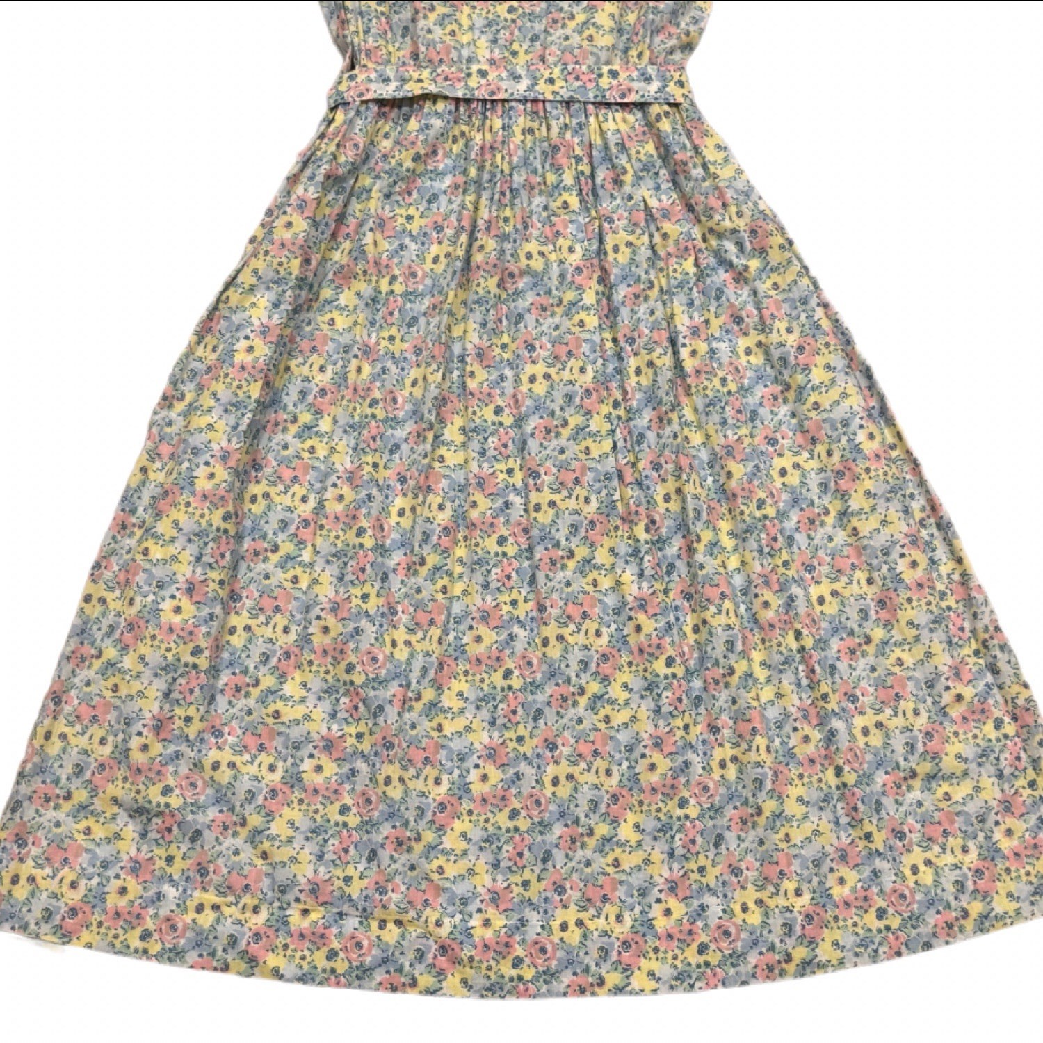 Vintage Laura Ashley Pastel Floral Prairie Dress Tie Waist UK 12/US 10 Modern Sm