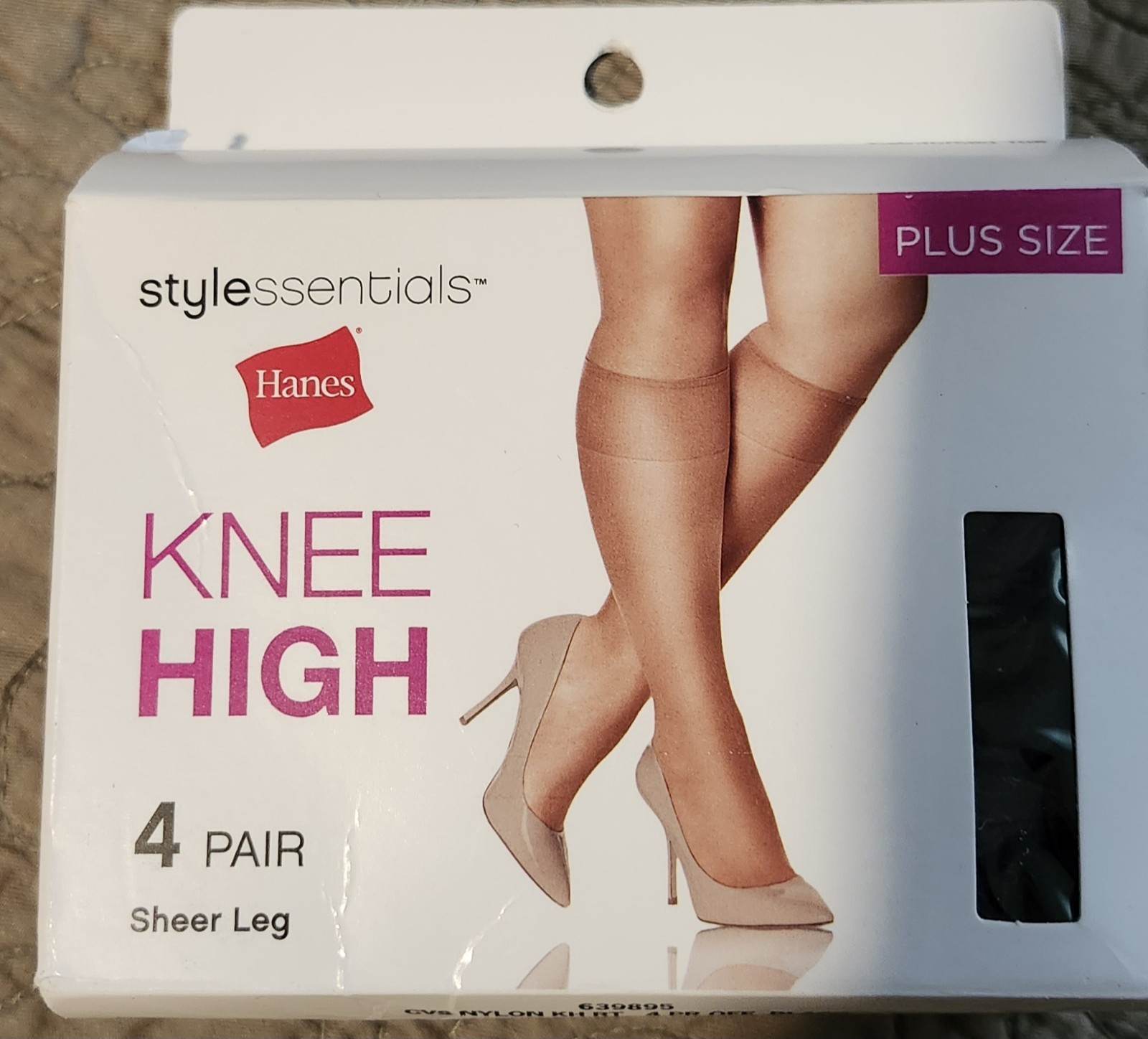 Hanes Style Essentials Knee Highs Plus Size 4 Pr Off Black