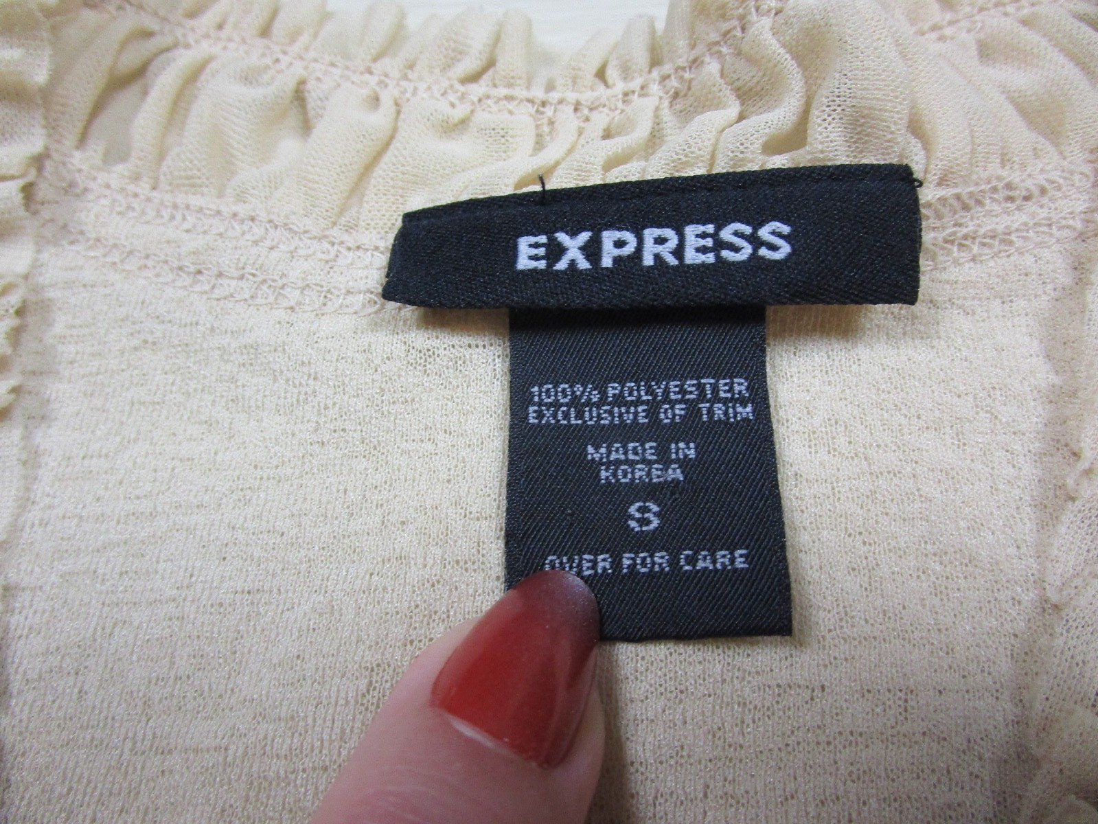 Vintage Y2K Express Open Front Cardigan Shrug (S) Beige Ruffle Coquette
