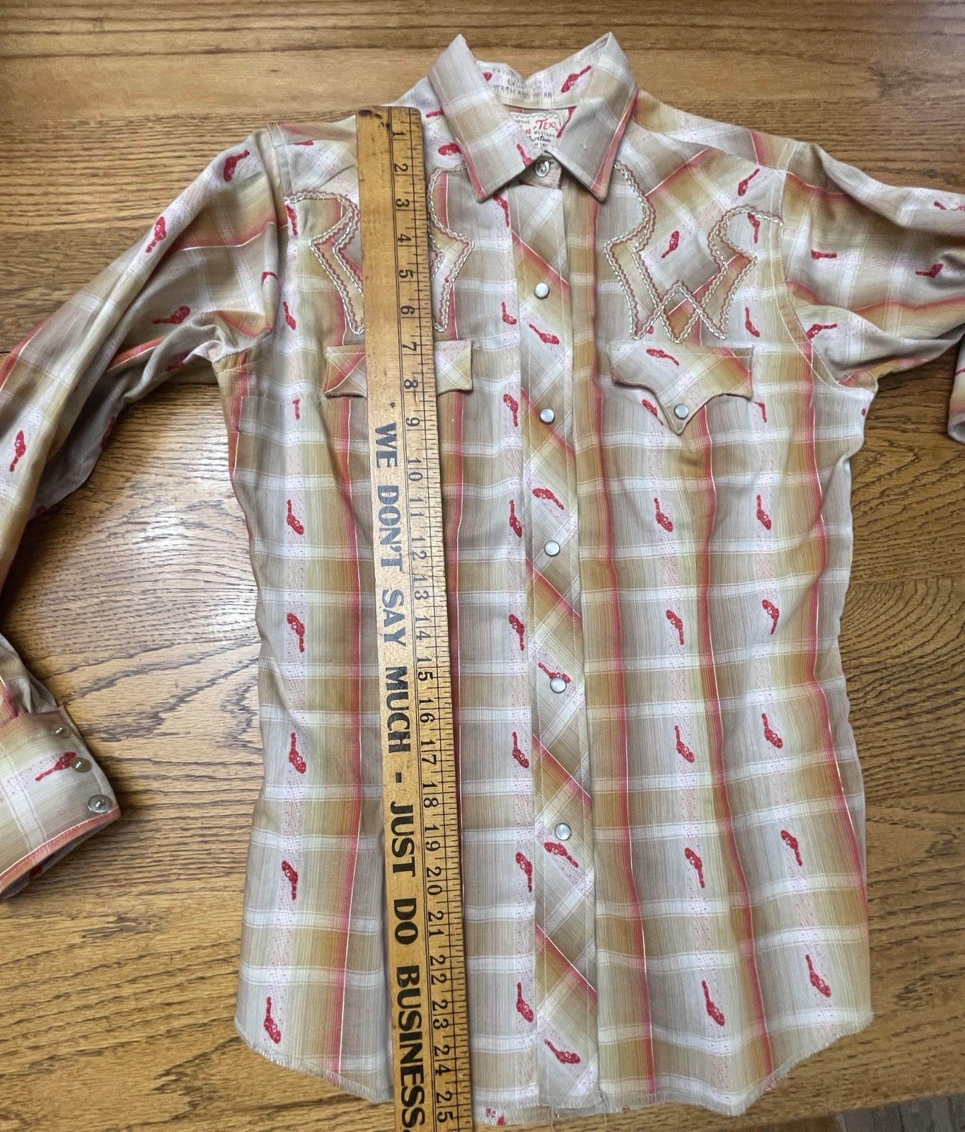 Vintage TEM TEX Western Pearl Snap Plaid Shirt Women Ladies 1960’s 70’s
