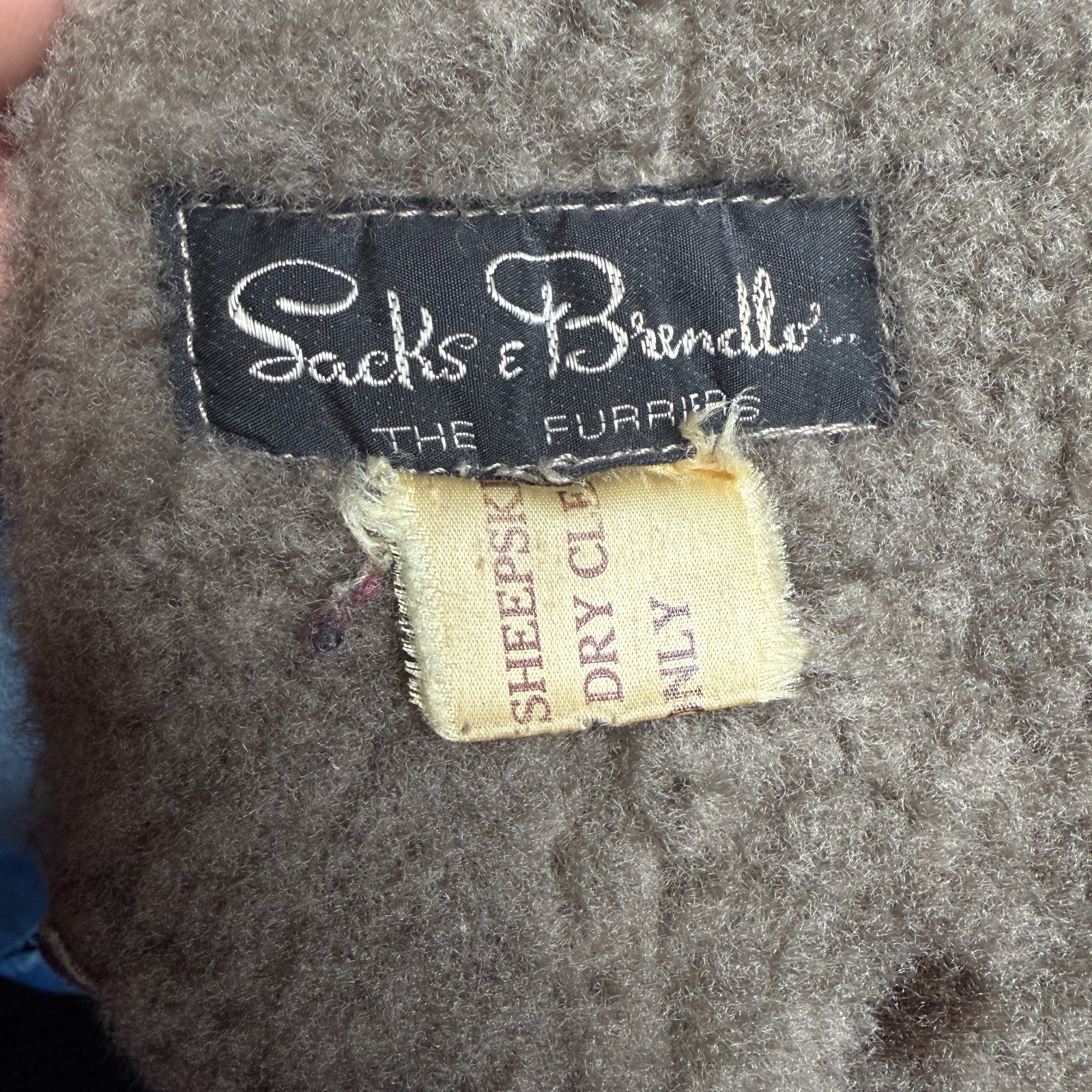 Wallace Sacks Furriers Vintage Sheepskin Shearling Coat England UK 16 EU 42
