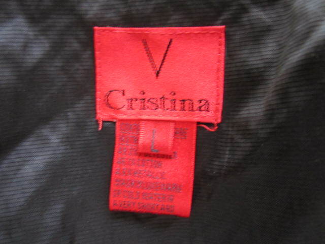 V Cristina Jacket Large Black 3/4 Sleeves Vintage Polyester & Cotton